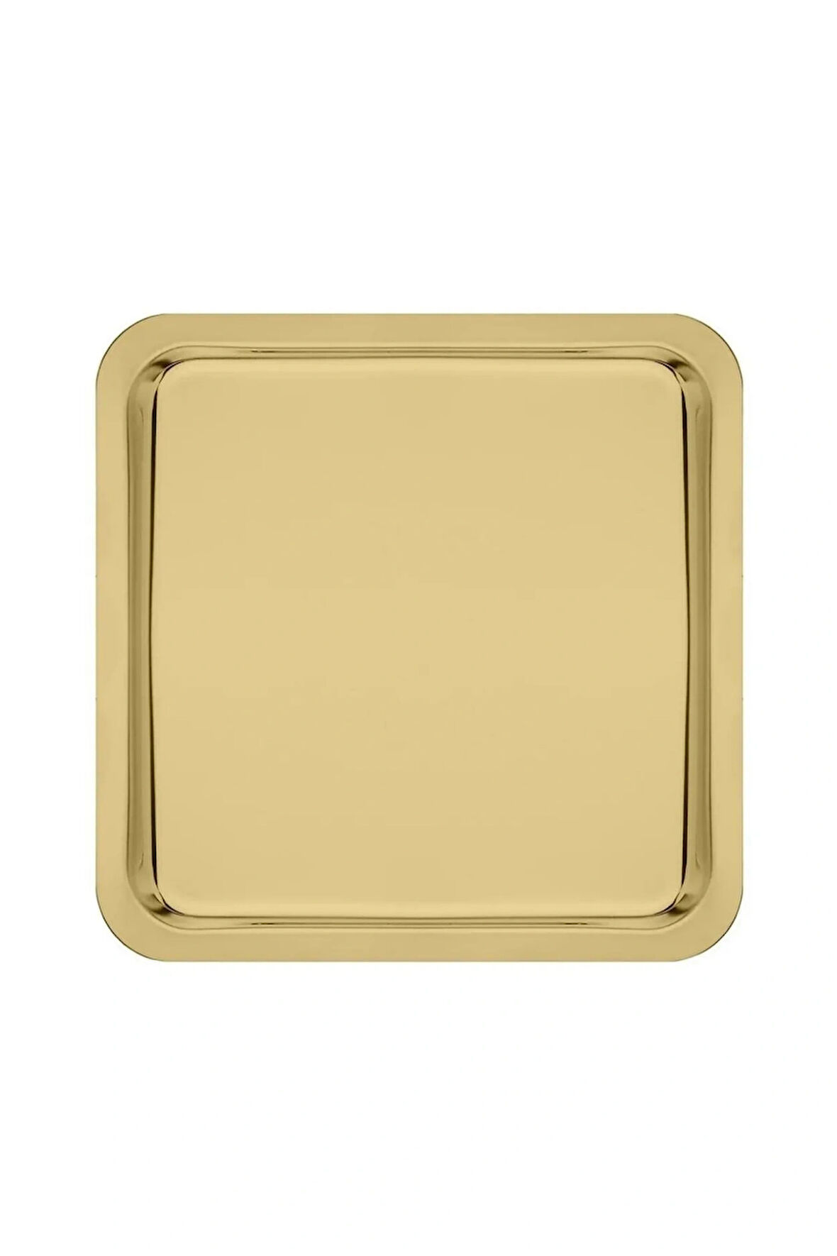 Paslanmaz Çelik Gold Renk Sunum Tepsisi 21 X21 Cm Çay Kahve Pasta Tatlı Servis Sunum Tepsisi 1 Adet