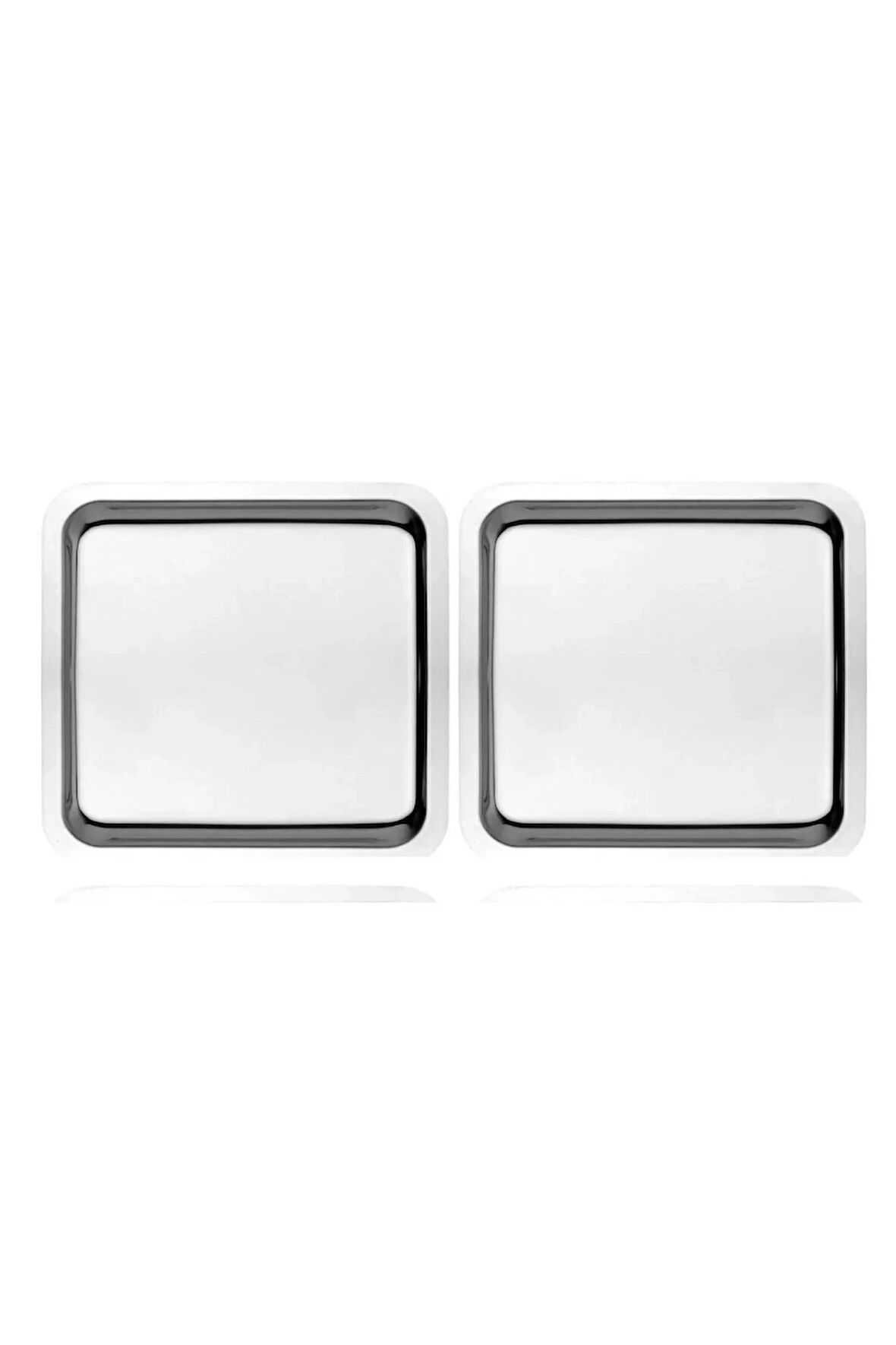 2 Adet Paslanmaz Çelik Gümüş Renk Sunum Tepsisi 21 X21 Cm Çay Kahve Pasta Tatlı Servis Sunum