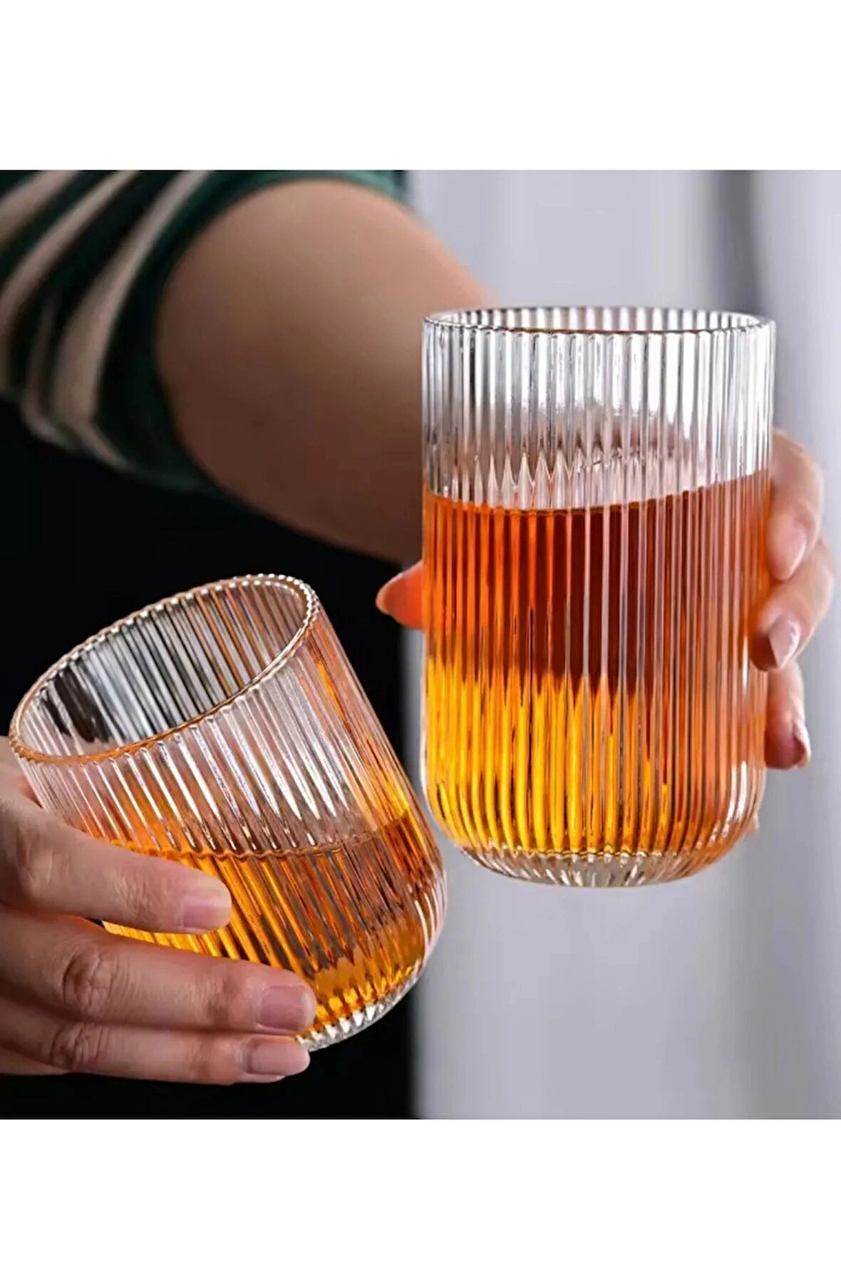 Çizgili Su Meşrubat Latte Nescafe, Cam Bardak Çeyiz Listesi 6 Adet 260 ml - 2013