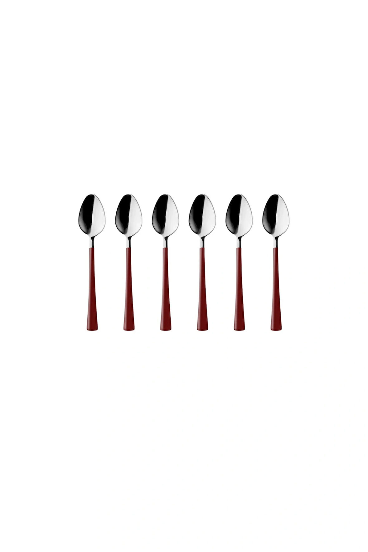 Gümüş Bordo Çay Ve Kahve Kaşığı 6 Adet, Kutulu, Paslanmaz Çelik 18/10 Çay Kaşığı Seti