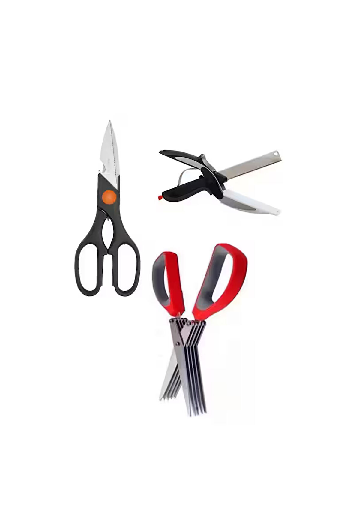 Mutfak Kesim Seti Çok Amaçlı Mutfak Makası + Çoklu Doğrama Makası + Panolu Makas Et Doğrayıcı