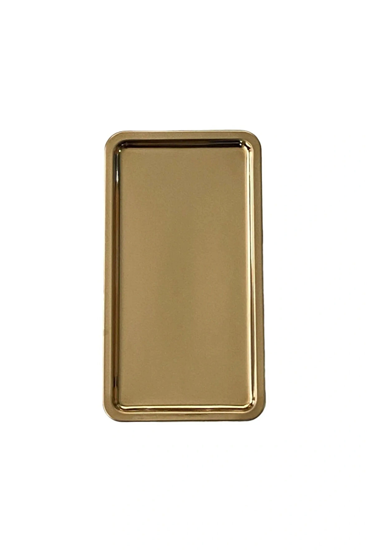 Paslanmaz Çelik Gold Renk Dikdörtgen Geniş Metal Düz Sunum Tepsisi Çay Kahve Tatlı Sunum 1 Adet