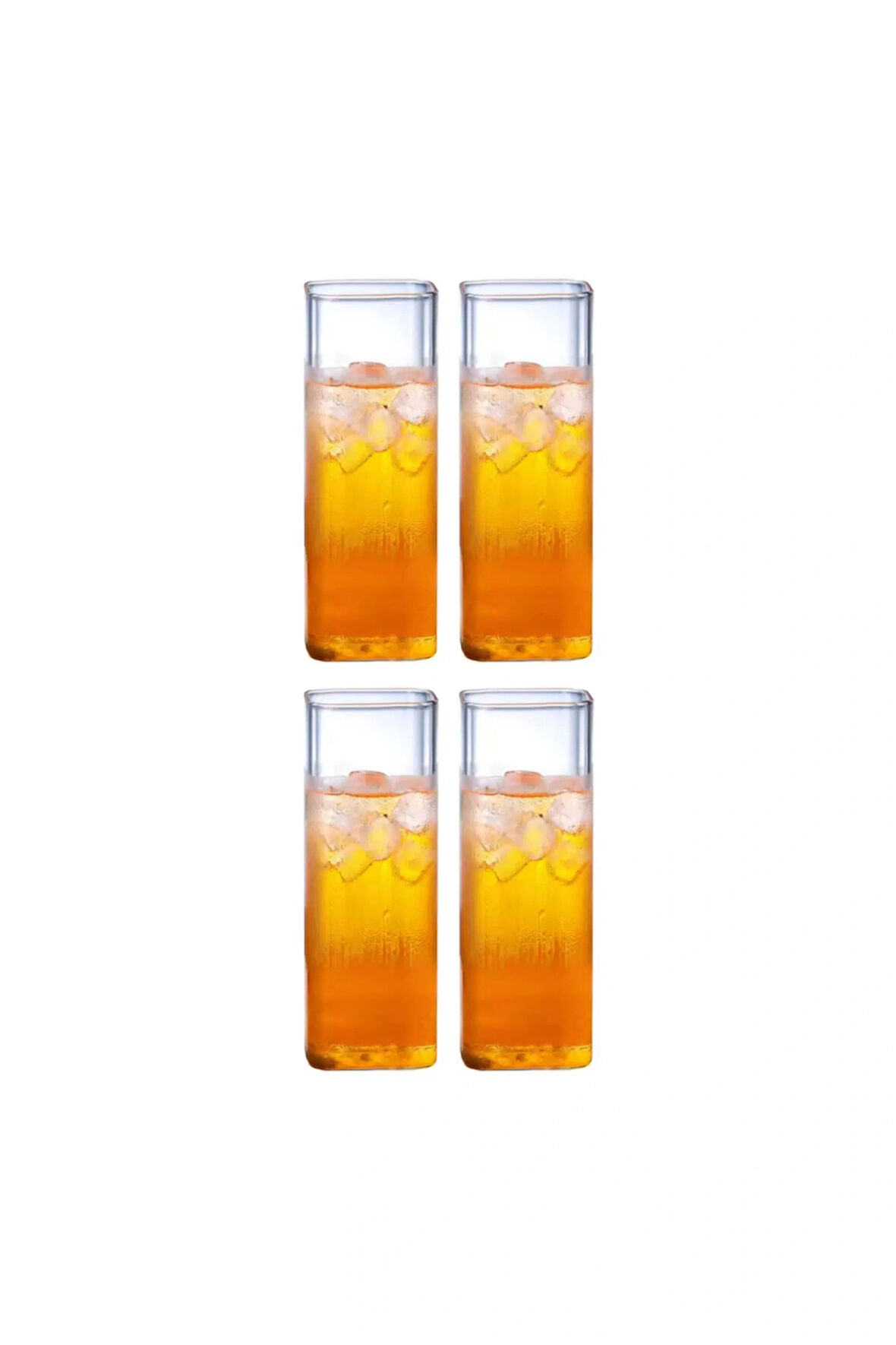 Yeni Stil Kare Cam Latte,Kahve,Meşrubat,smoothie Bardağı 450 ML 4 Adet