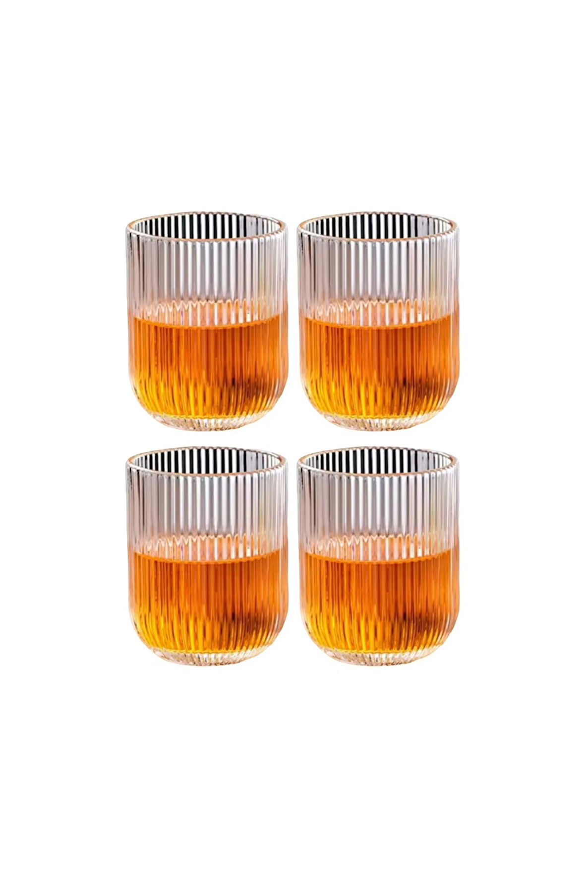 Çizgili Su,meşrubat,latte,nescafe, Smoothie Cam Bardak 4 Adet 260 Ml-2013