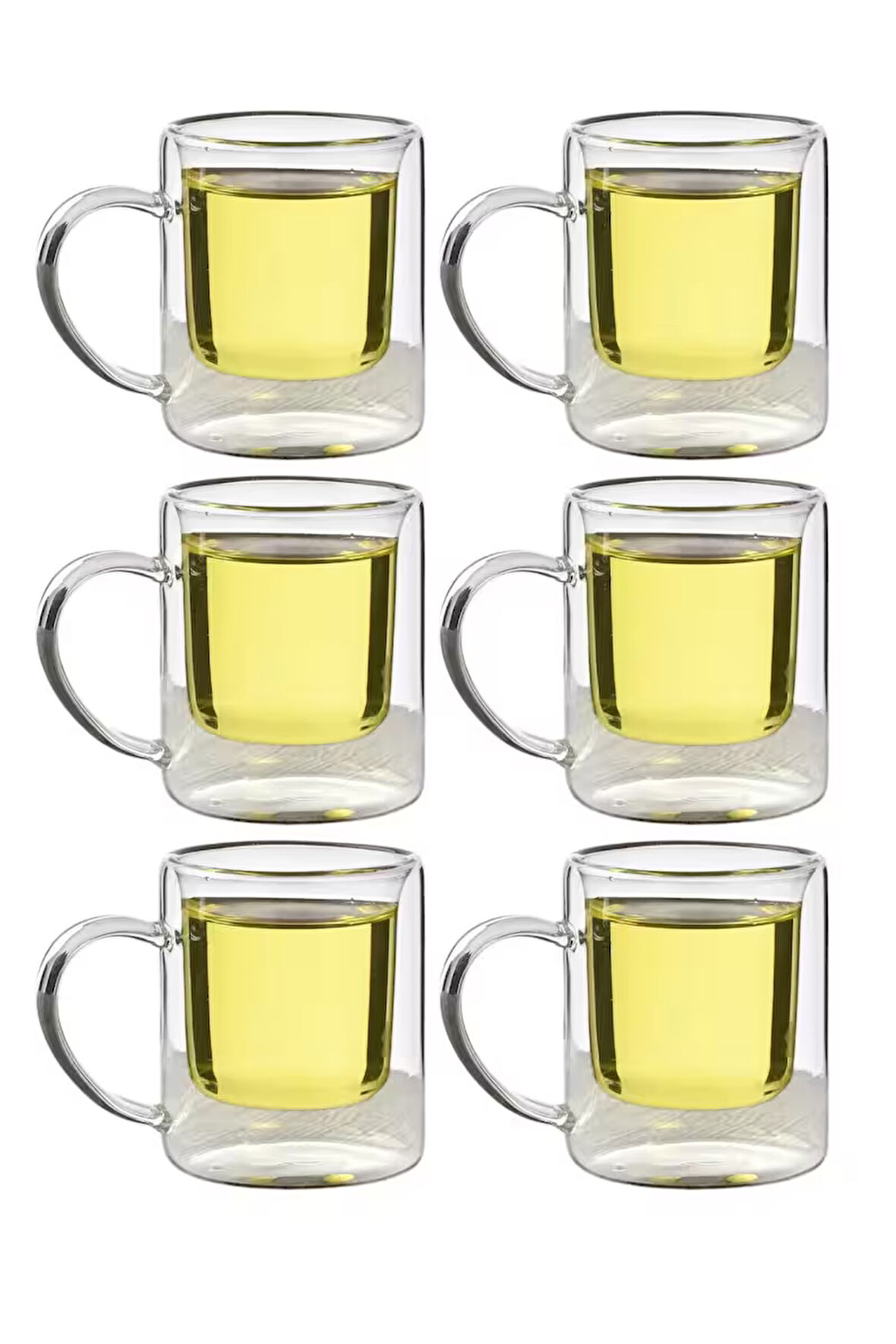 Çift Cidarlı Borosilikat Cam Nescafe,latte,filtre Kahve, Bitki Çayı Kupası 200 ml 6 Adet-1837