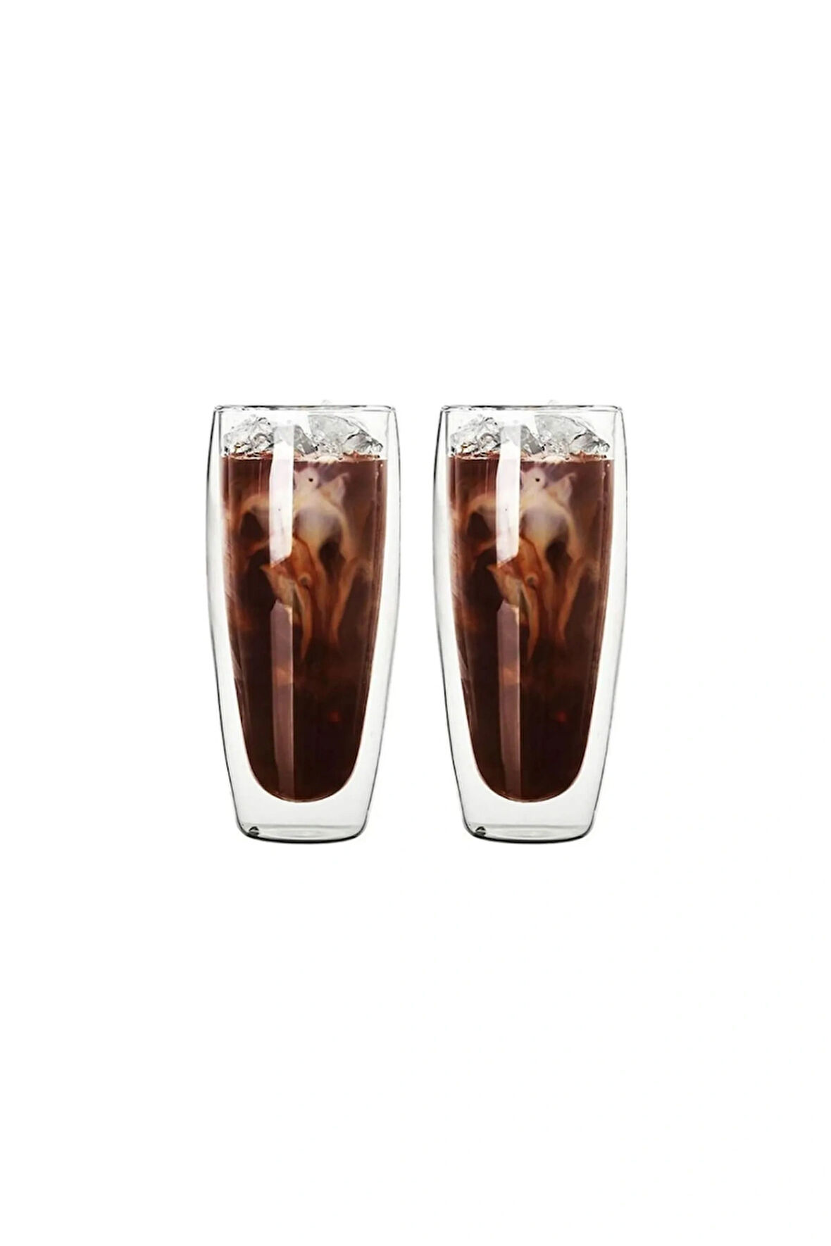 Çift Cidarlı Uzun Meşrubat,Kokteyl,Latte 320 ML Cam Bardak Seti 2 Adet 2324