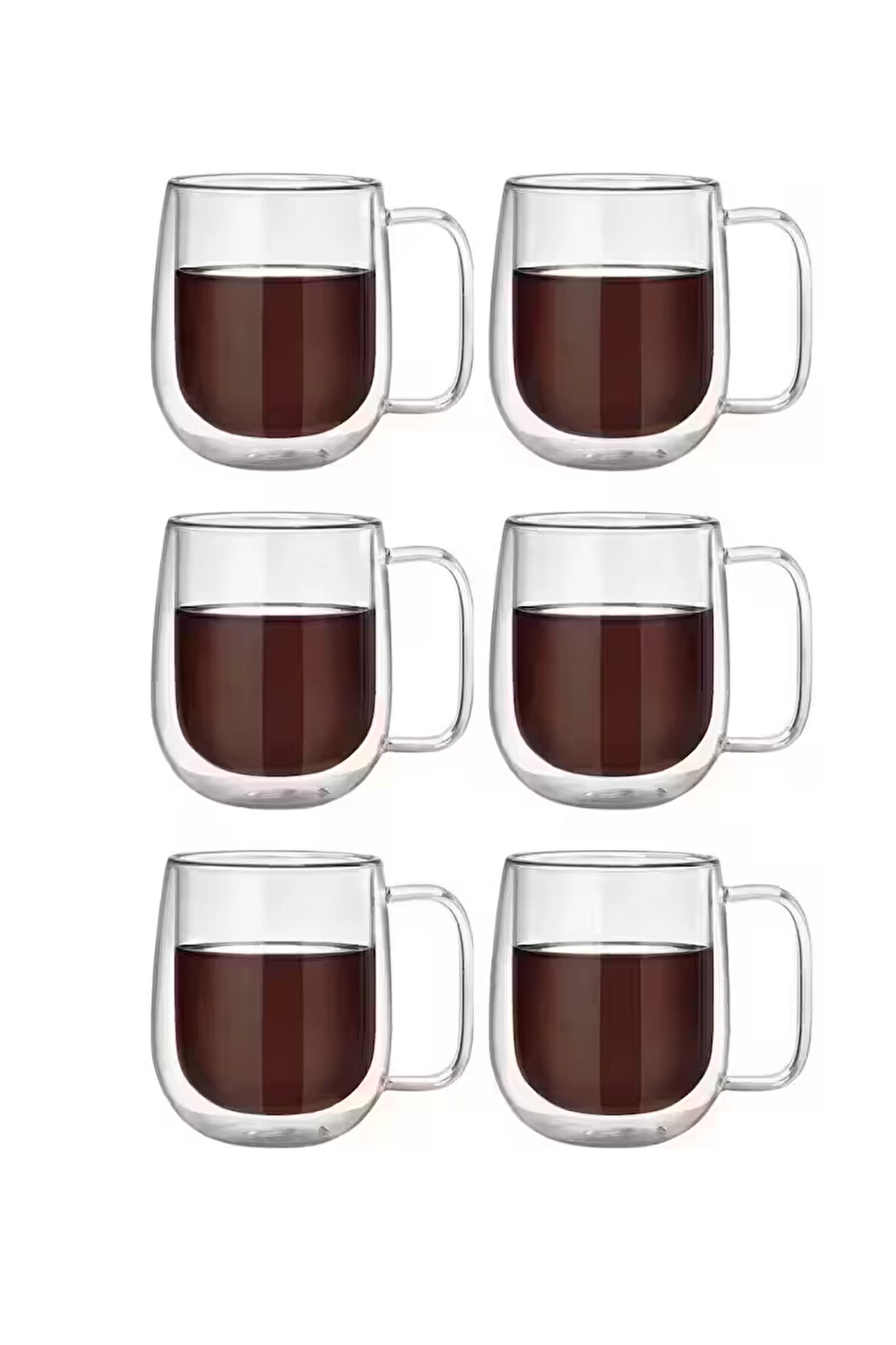 Çift Cidarlı Borosilikat Cam Nescafe,latte,filtre Kahve,süt,bitki Çayı Kupası 300 ml 6 Adet 2769