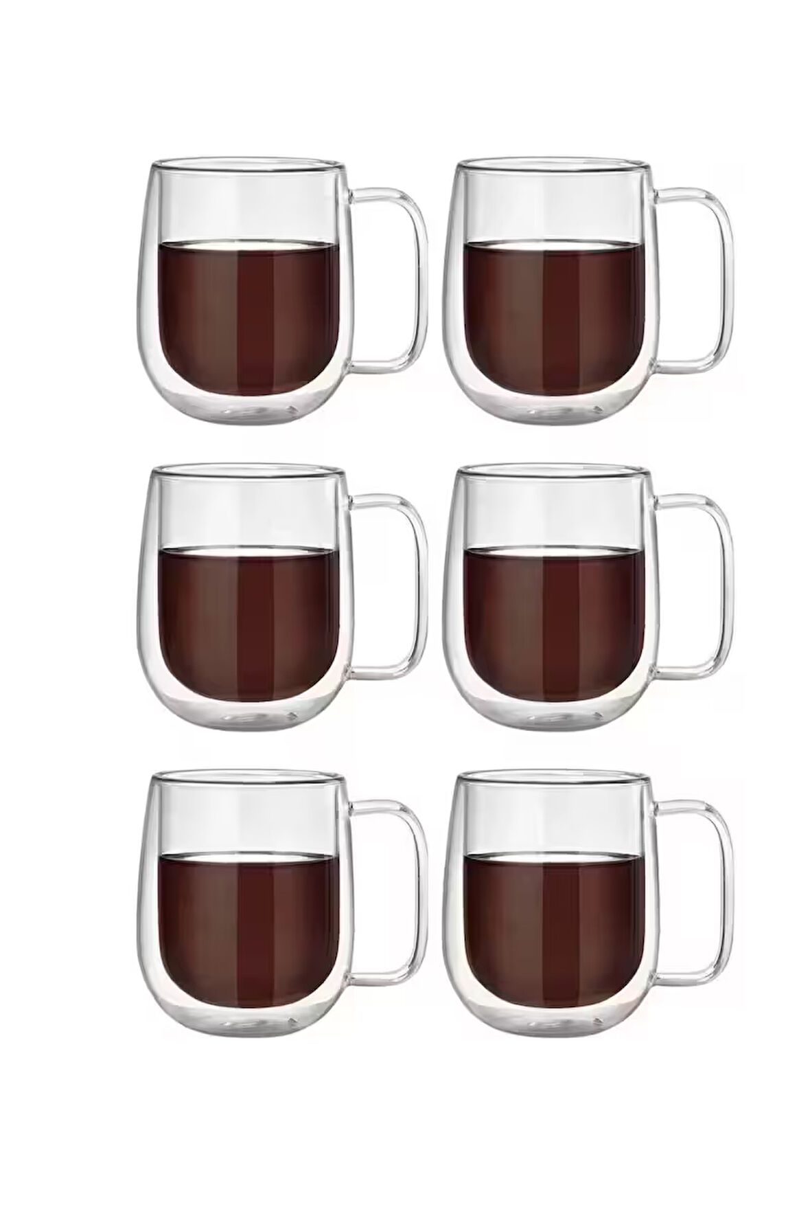 Çift Cidarlı Borosilikat Cam Nescafe,latte,filtre Kahve,süt,bitki Çayı Kupası 300 ml 6 Adet 2769