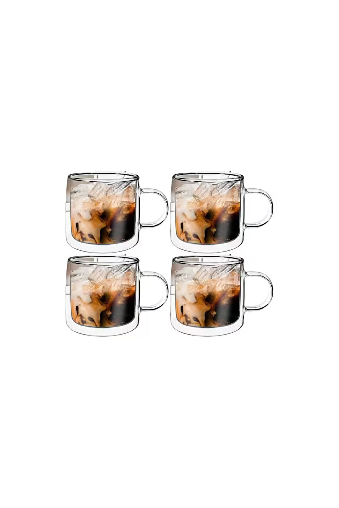 Çift Cidarlı Kahve,Latte,Çay Bardağı Seti -250 ML Cam Kupa Seti 4 Adet 2128