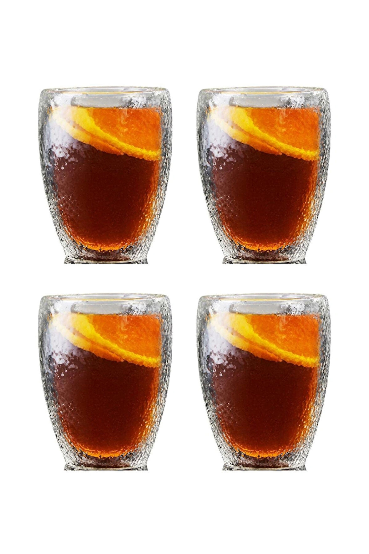 Çift Cidarlı Buzlu Kahve,Latte,Çay Bardağı Seti -300 ML Cam Kupa Seti 4 Adet 2221