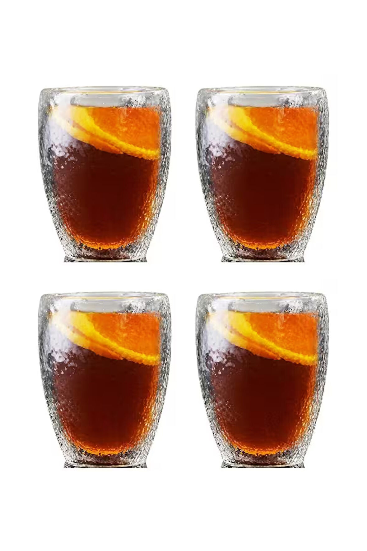 Çift Cidarlı Buzlu Kahve,Latte,Çay Bardağı Seti -300 ML Cam Kupa Seti 4 Adet 2221