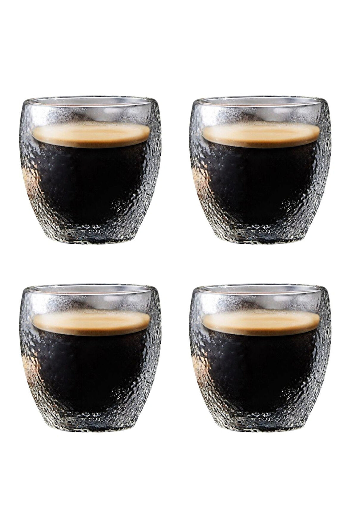 Çift Cidarlı Buzlu Kahve,Latte,Çay Bardağı Seti -250 ML Cam Kupa Seti 4 Adet 2220