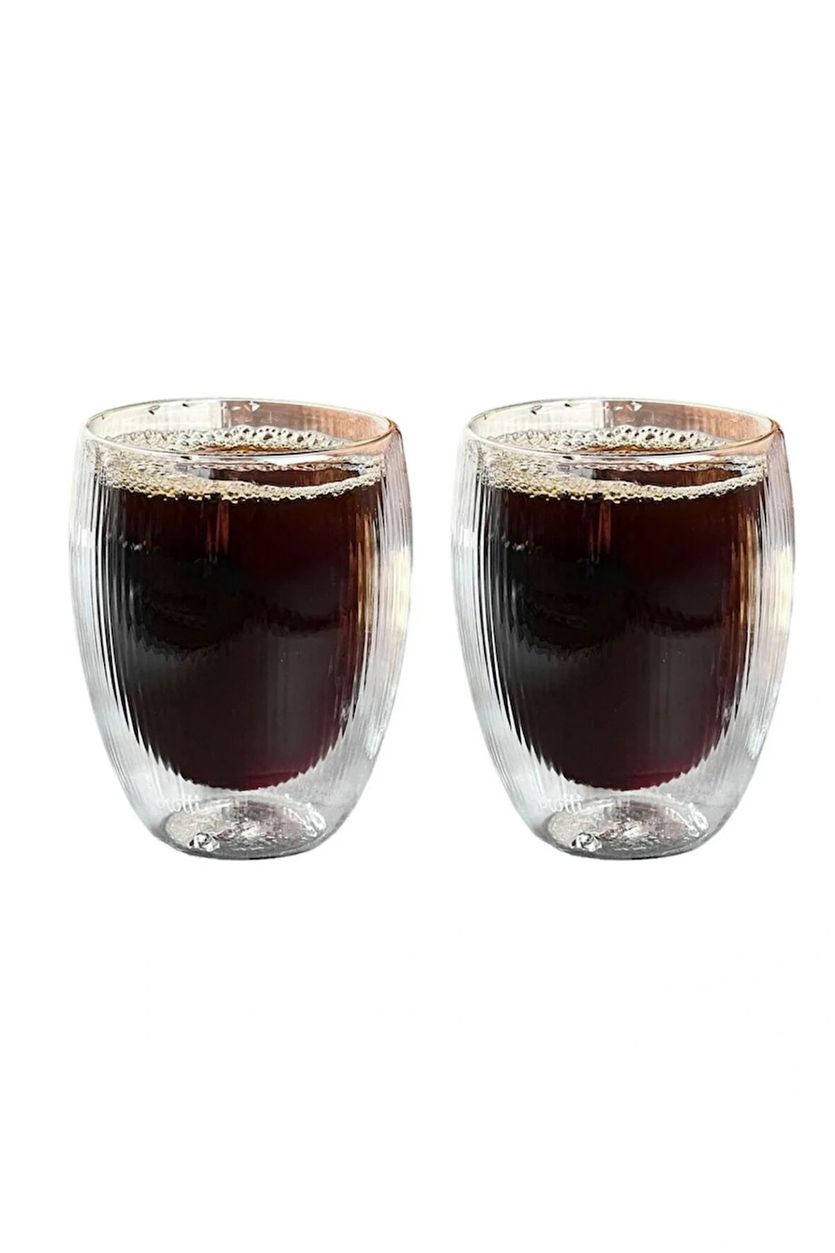 Çift Cidarlı Çizgili Cam,Kahve,Latte,Ekspresso,Meşrubat 300 ML Bardak Seti 2 Adet 2322