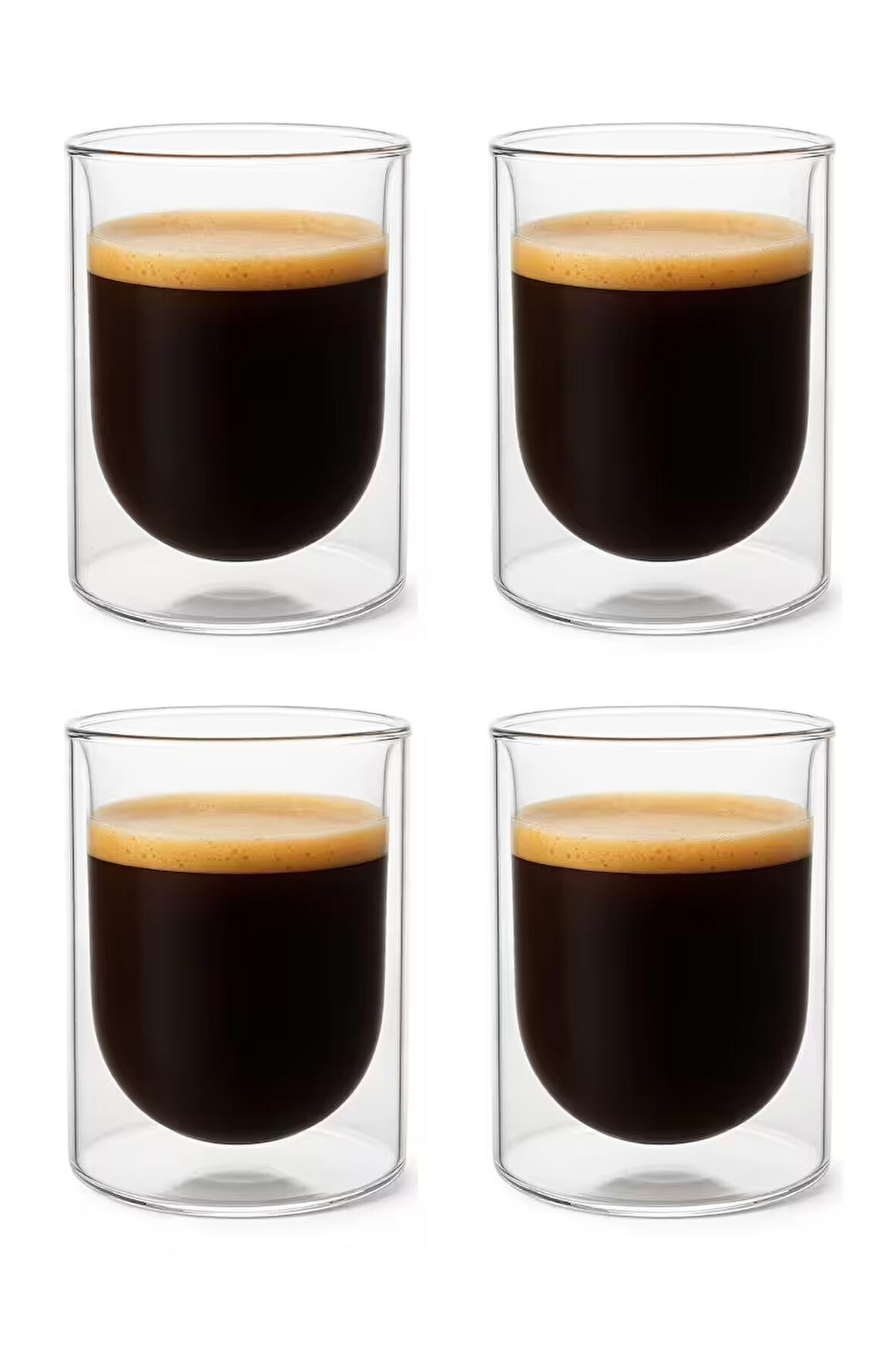 Çift Cidarlı Cam,Kahve,Latte,Ekspresso,Meşrubat 250 ML Bardak Seti 4 Adet 2127