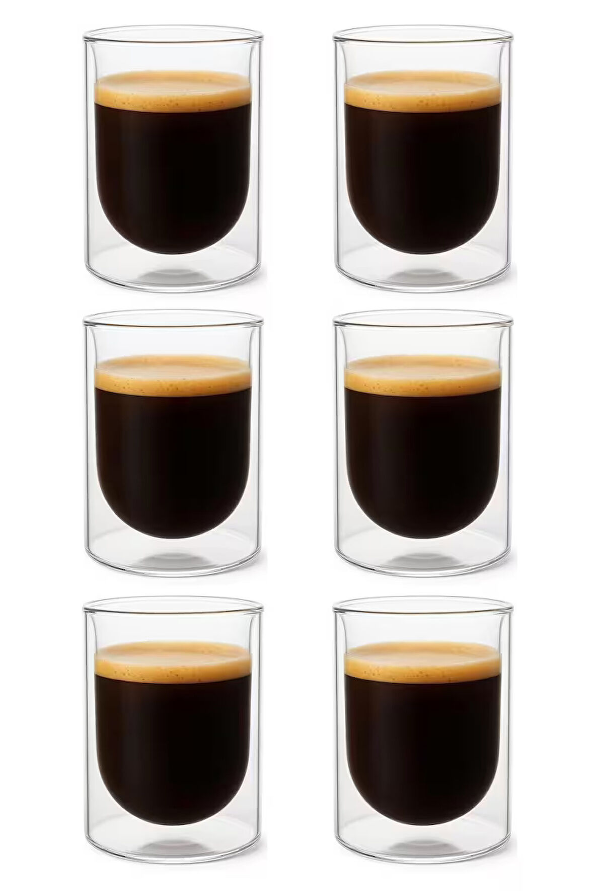 Çift Cidarlı Cam,Kahve,Latte,Ekspresso,Meşrubat 250 ML Bardak Seti 6 Adet 2127