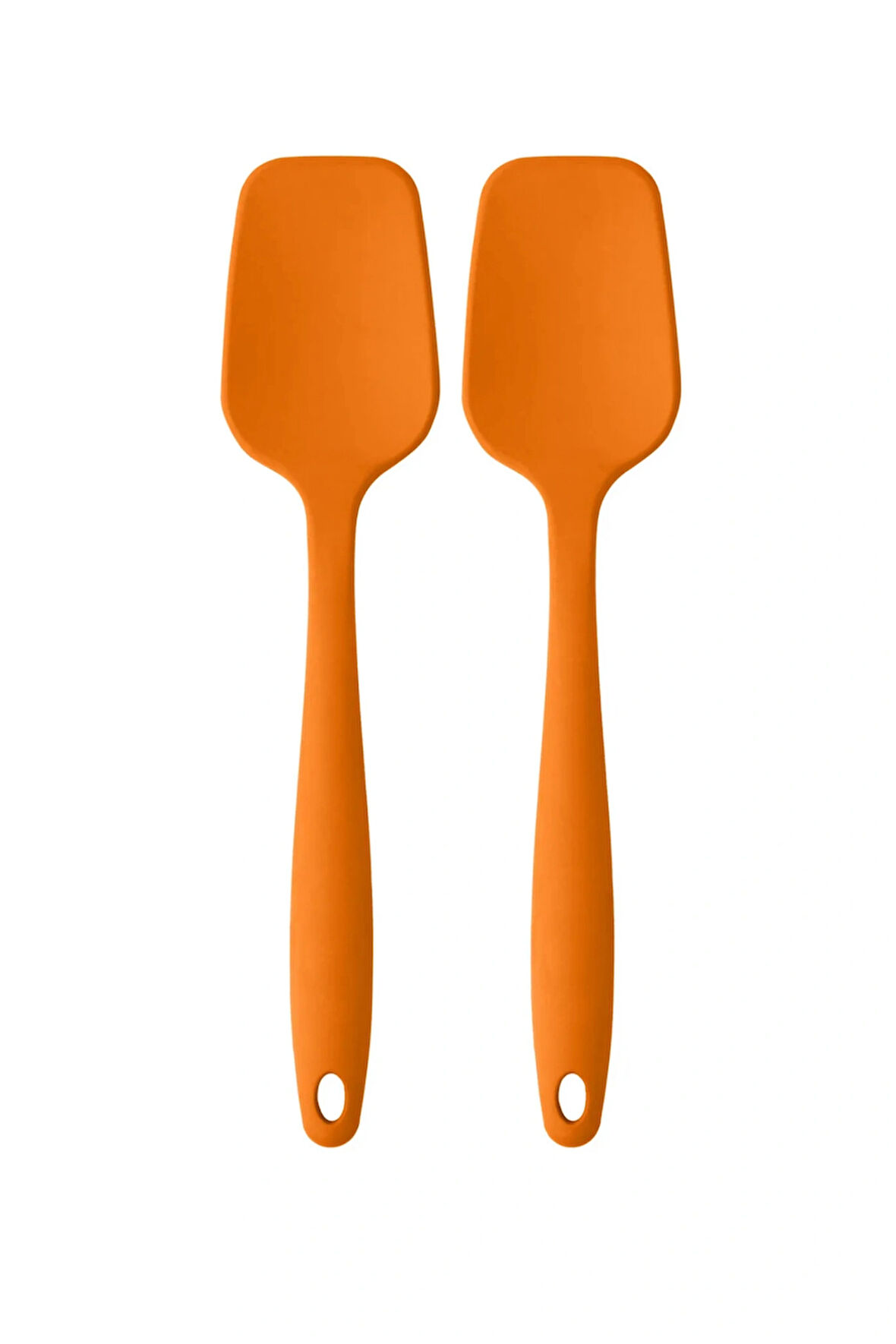 Büyük Boy Yanmaz Yapışmaz  Turuncu Düz Silikon Spatula Seti 2 Adet