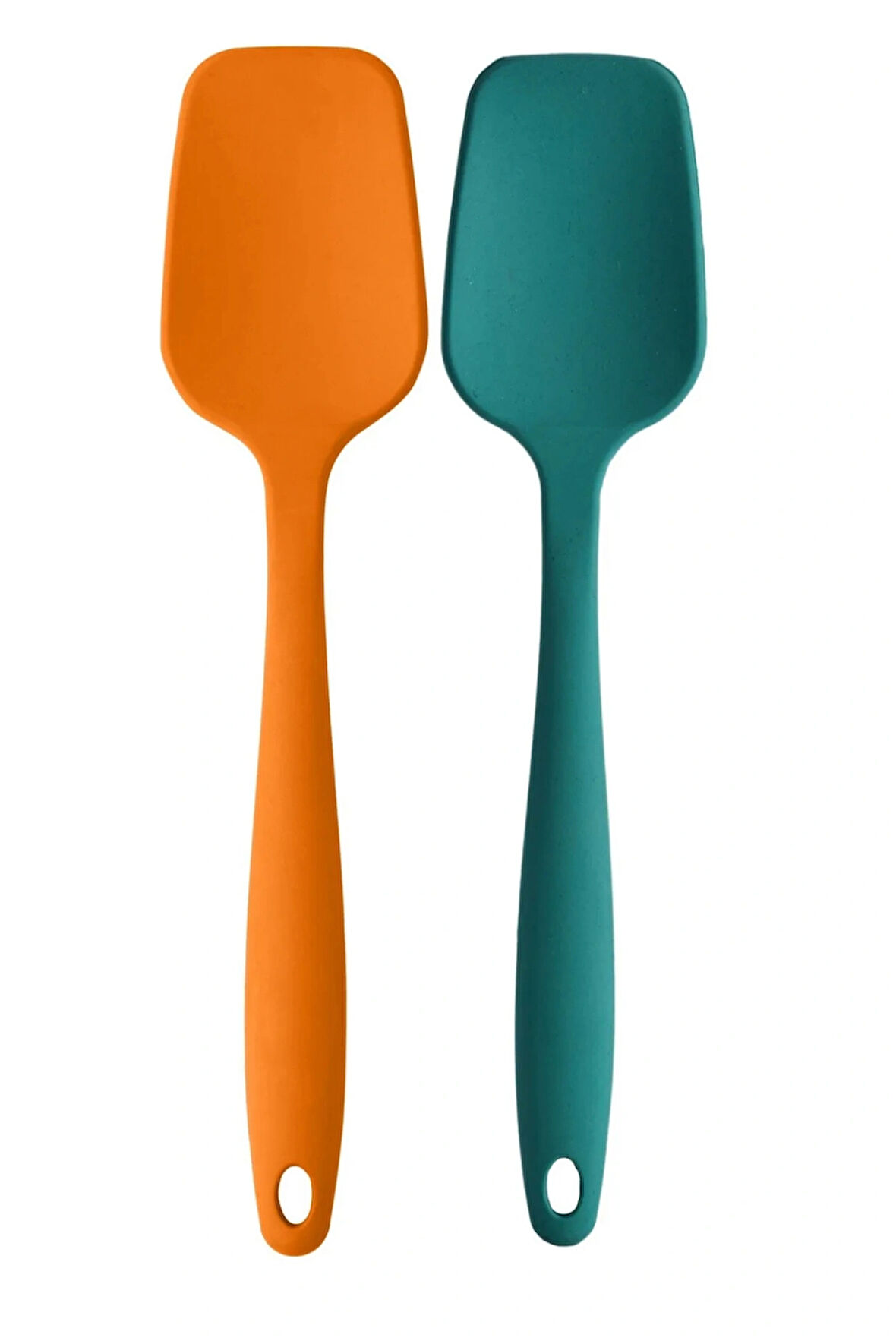 Büyük Boy Yanmaz Yapışmaz Silikon Düz Spatula Seti 2 Adet – Düz Spatula Turuncu Yeşil