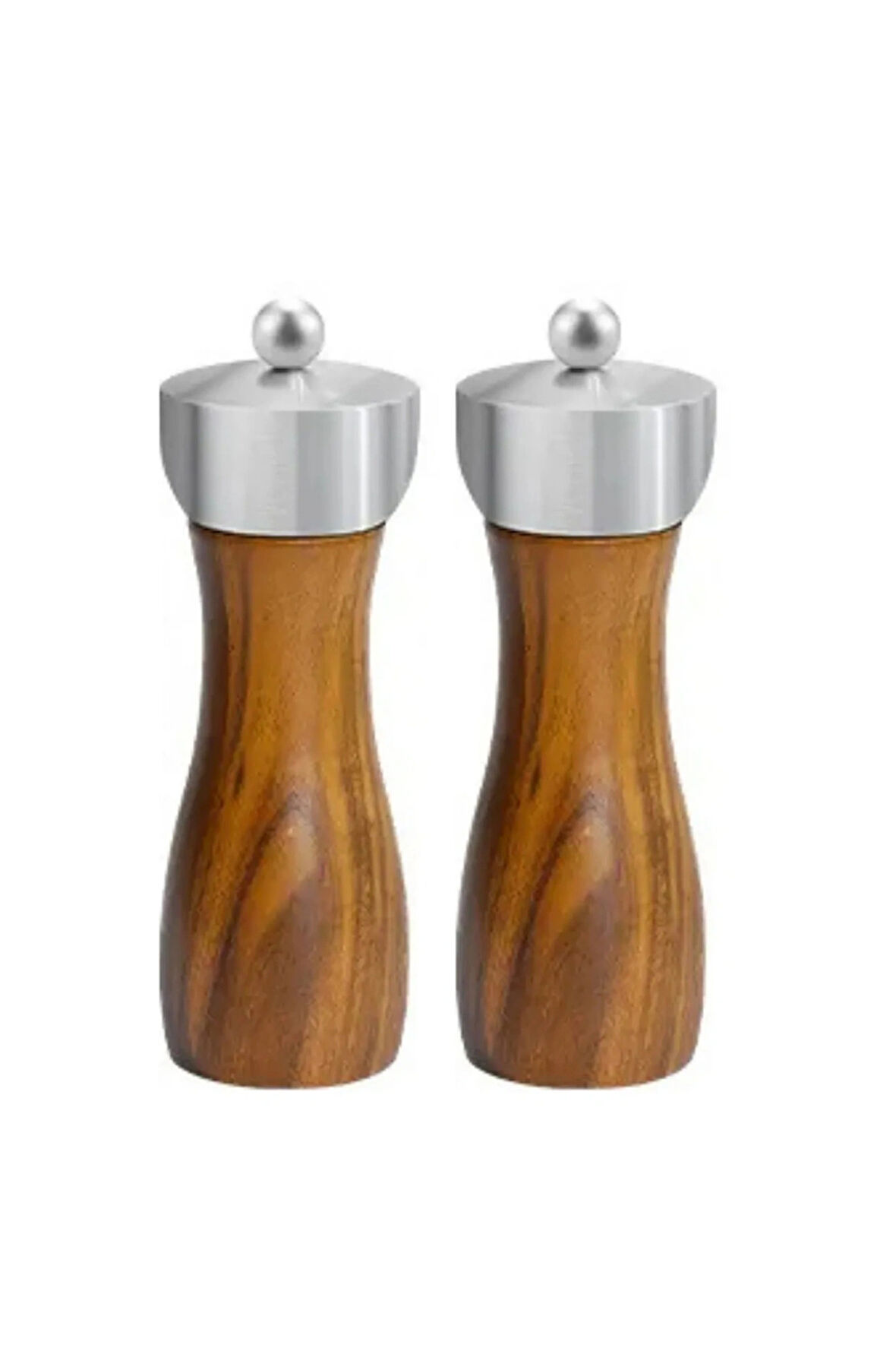 Akasya Komple Ahşap Gövdeli Tuz Karabiber Değirmeni Baharat Öğütücüsü 16 Cm - 2 Adet - 390