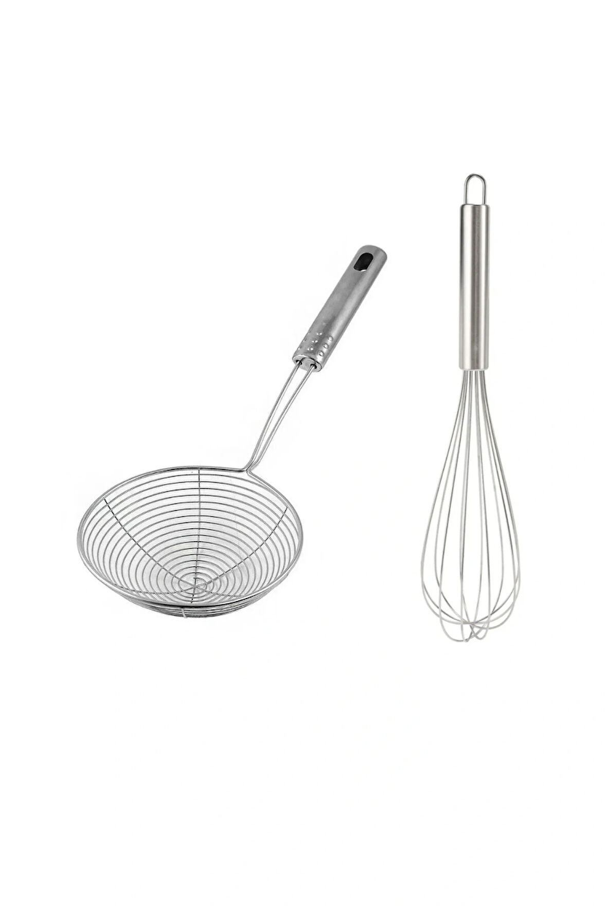 18 Cm Metal Saplı Kevgir ve 35 Cm Komple Metal Çırpıcı 2 Adet Set