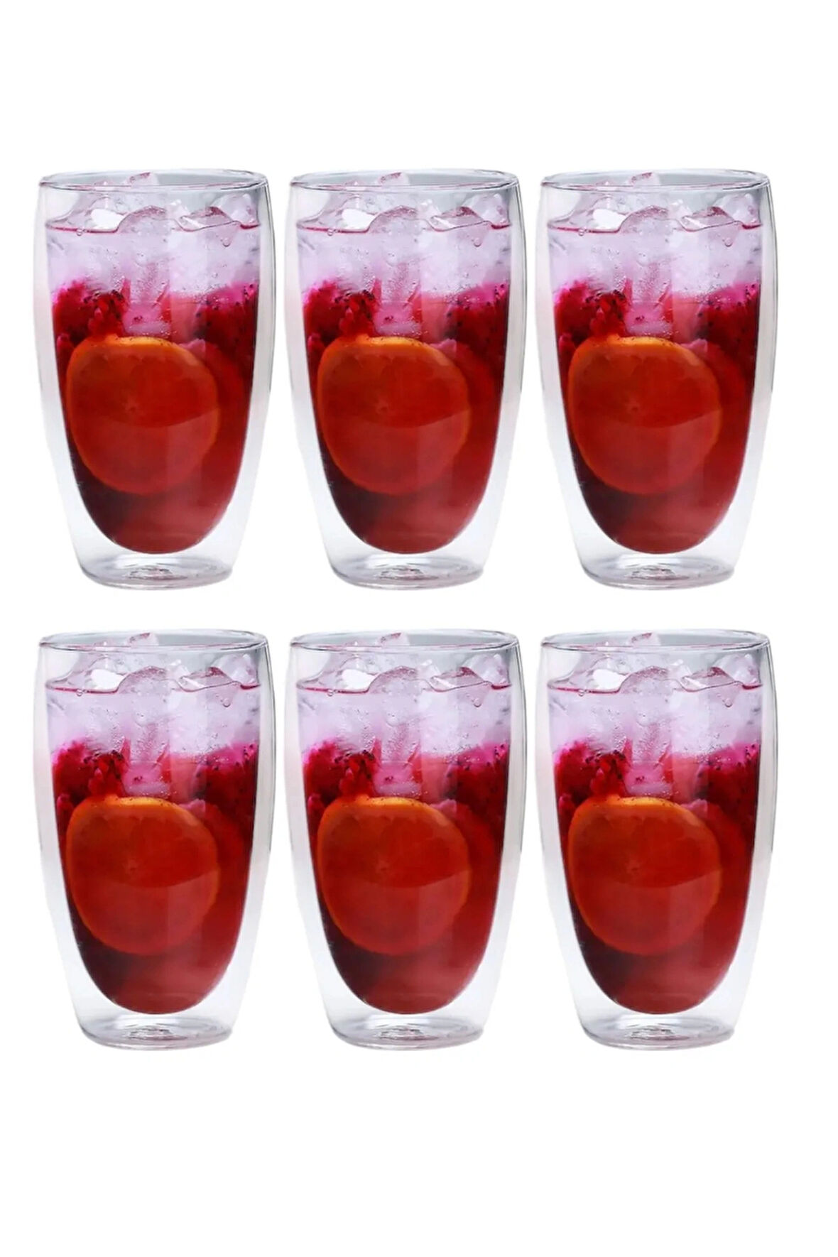 Cidarlı Büyük Cam Meşrubat,Kokteyl,Latte 420 ML Bardak  Seti 6 Adet 2773