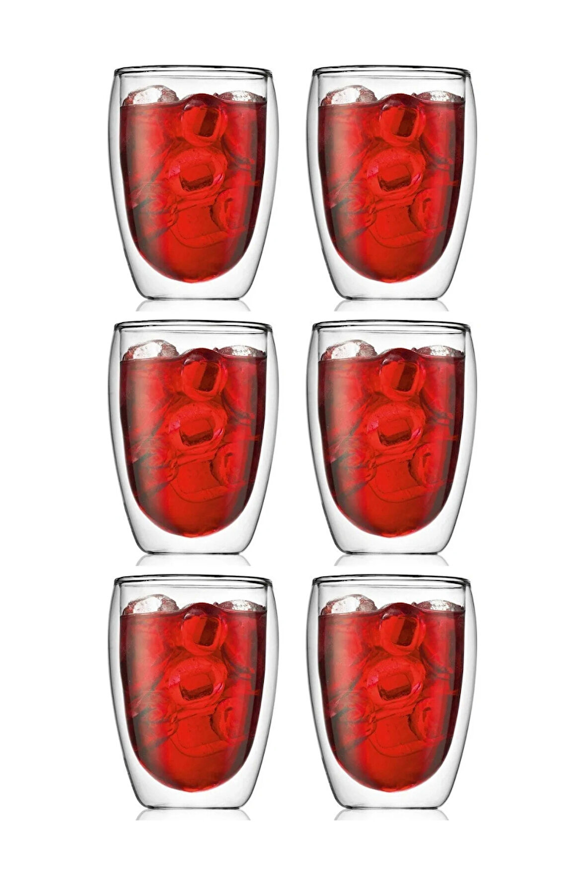 Yeni Tasarım Çift Cidarlı Borosilikat 350 ml Şeffaf Cam Bardak, Çeyiz Listesi, 6 Adet - 2772