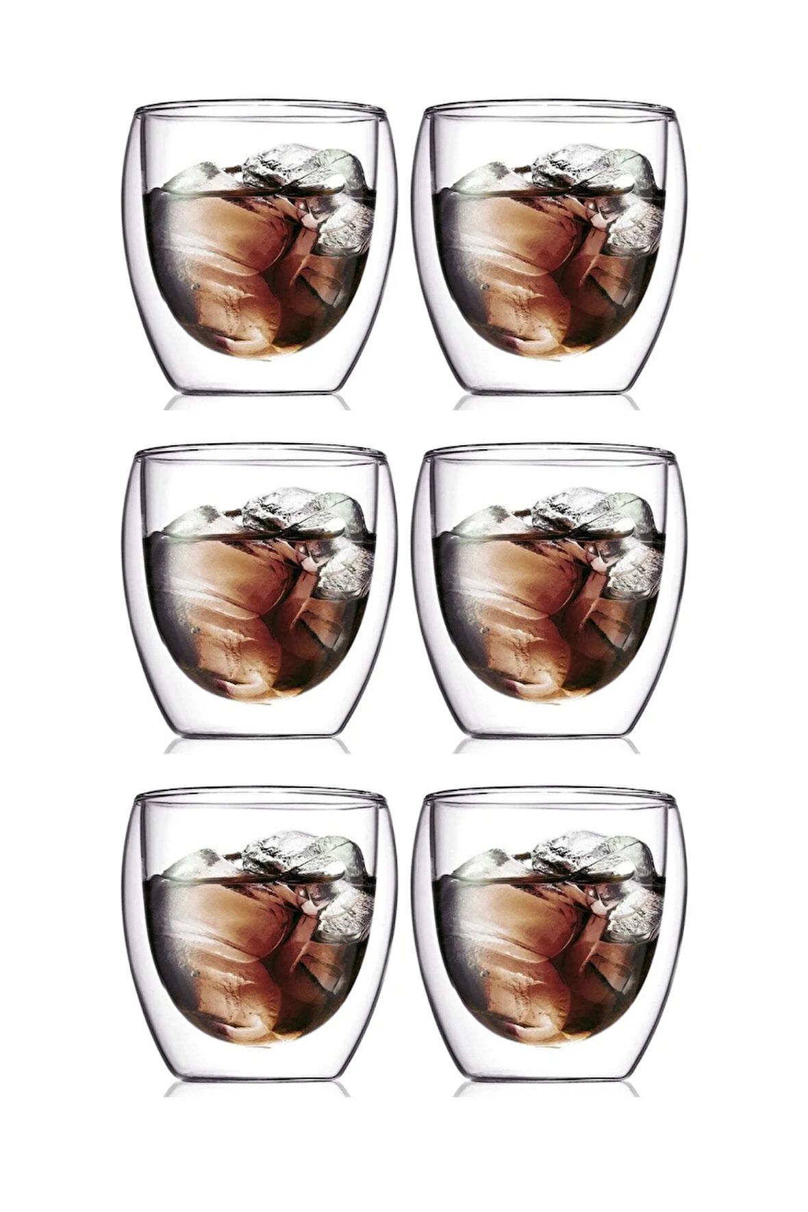 Yeni Tasarım Çift Cidarlı Borosilikat 250 ml Şeffaf Cam Bardak, Çeyiz Listesi, 6 Adet - 2771