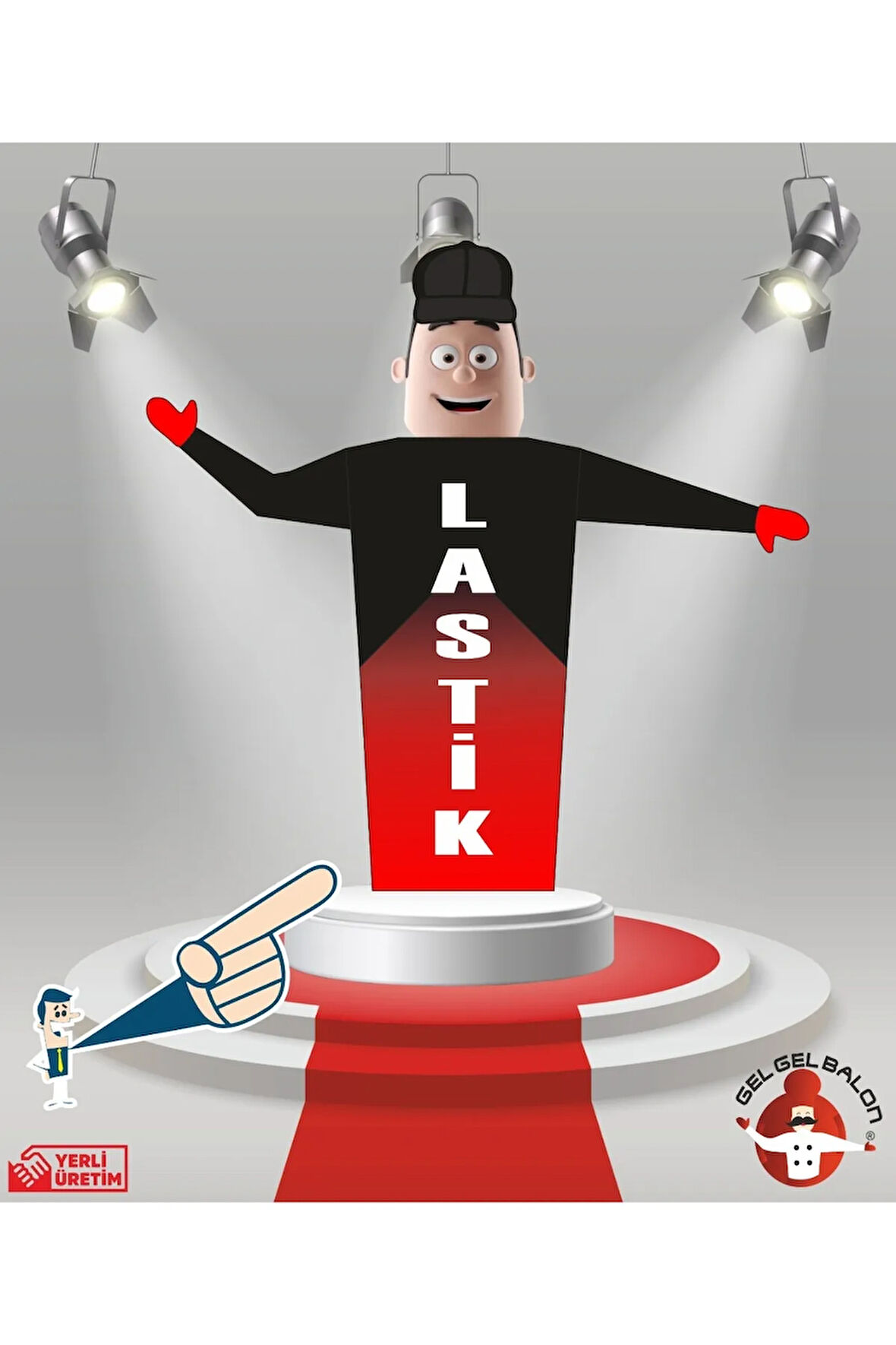 LASTİKÇİ MODEL 3 METRE BOYUNDA LED IŞIKLI MDF ALT TABLA SU GEÇİRMEZ PARAŞÜT KUMAŞ REKLAM BALONU