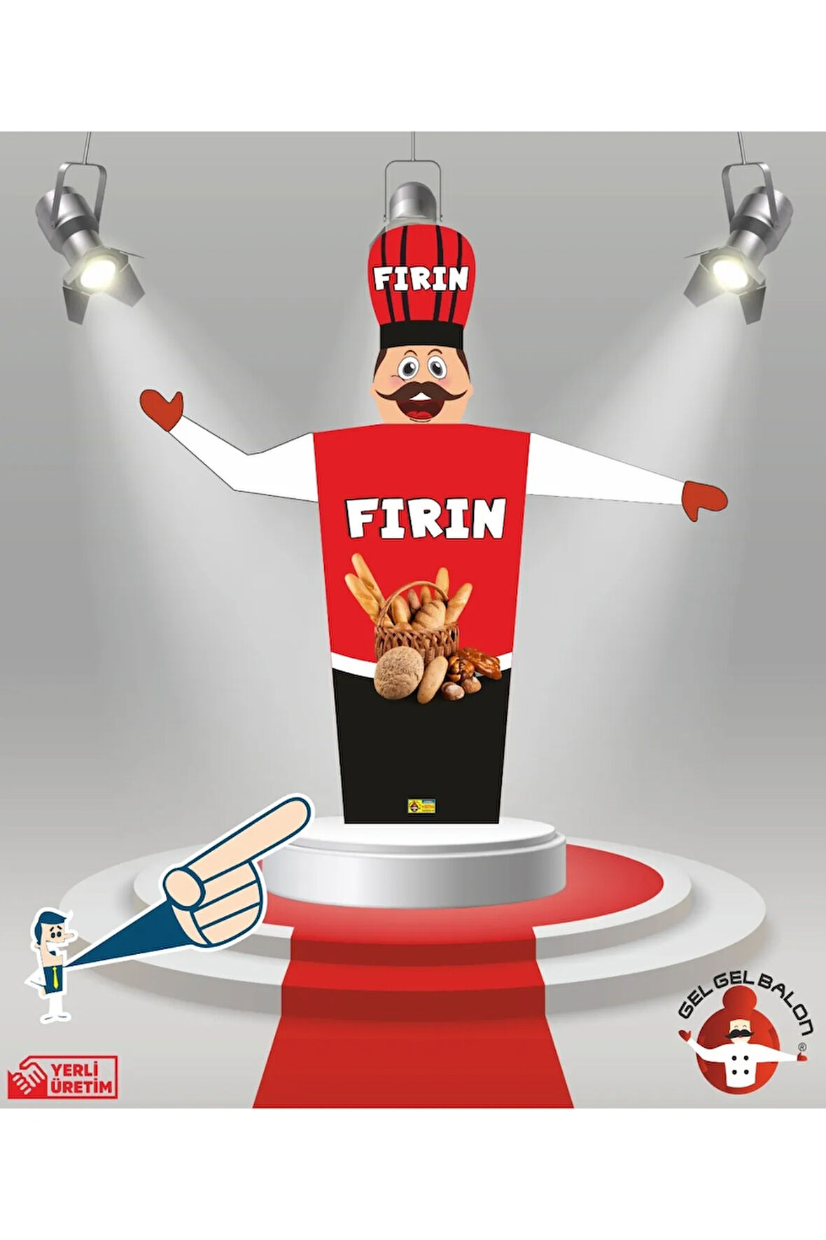 FIRIN MODEL 3 METRE BOYUNDA LED IŞIKLI MDF ALT TABLA SU GEÇİRMEZ PARAŞÜT KUMAŞ REKLAM BALONU