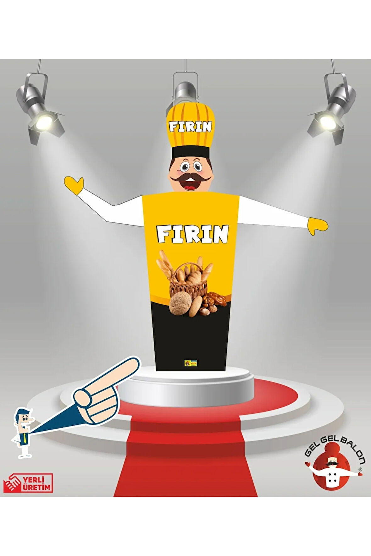 FIRIN MODEL 3 METRE BOYUNDA LED IŞIKLI MDF ALT TABLA SU GEÇİRMEZ PARAŞÜT KUMAŞ REKLAM BALONU