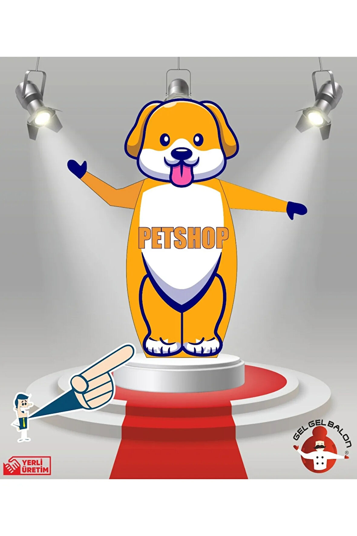 PETSHOP MODEL 3 METRE BOYUNDA LED IŞIKLI MDF ALT TABLA SU GEÇİRMEZ PARAŞÜT KUMAŞ REKLAM BALONU