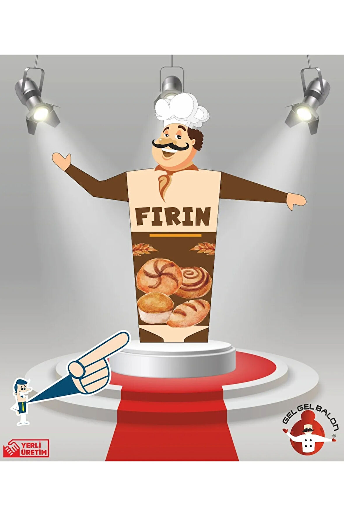 FIRIN MODEL 3 METRE BOYUNDA LED IŞIKLI MDF ALT TABLA SU GEÇİRMEZ PARAŞÜT KUMAŞ REKLAM BALONU