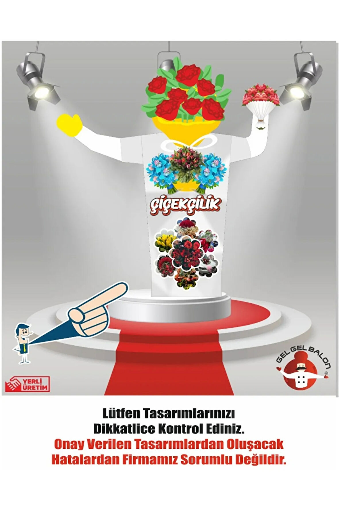 ÇİÇEKCİLİK MODEL 3 METRE BOYUNDA LED IŞIKLI MDF ALT TABLA SU GEÇİRMEZ PARAŞÜT KUMAŞ REKLAM BALONU