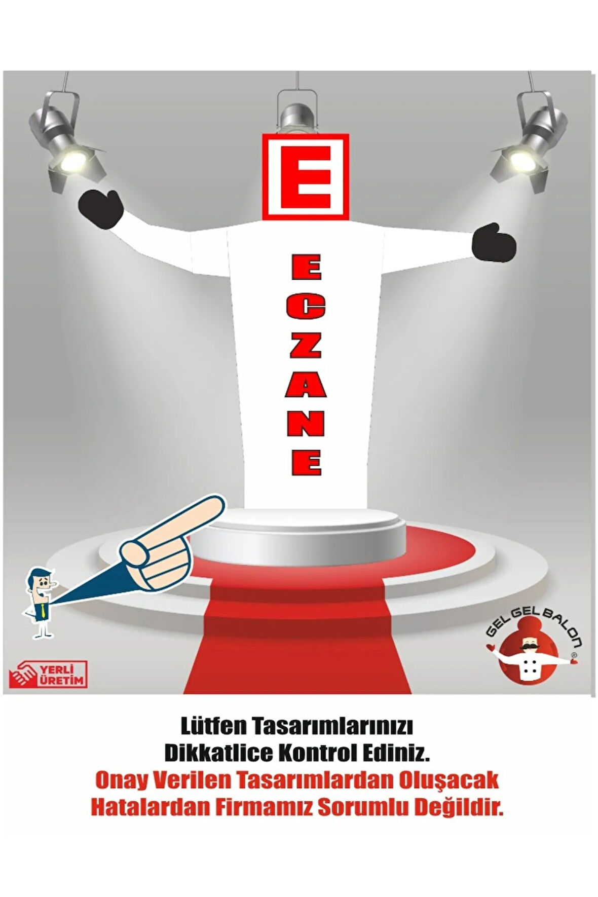 ECZANE MODEL 3 METRE BOYUNDA LED IŞIKLI MDF ALT TABLA SU GEÇİRMEZ PARAŞÜT KUMAŞ REKLAM BALONU