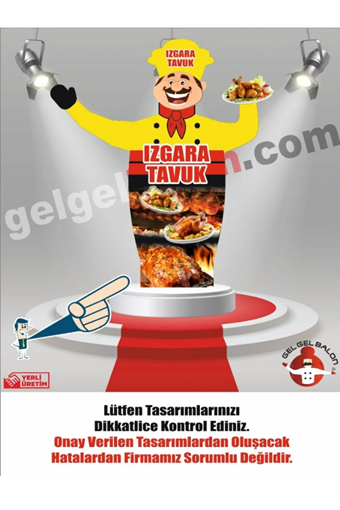IZGARACI MODEL 3 METRE BOYUNDA LED IŞIKLI MDF ALT TABLA SU GEÇİRMEZ PARAŞÜT KUMAŞ REKLAM BALONU