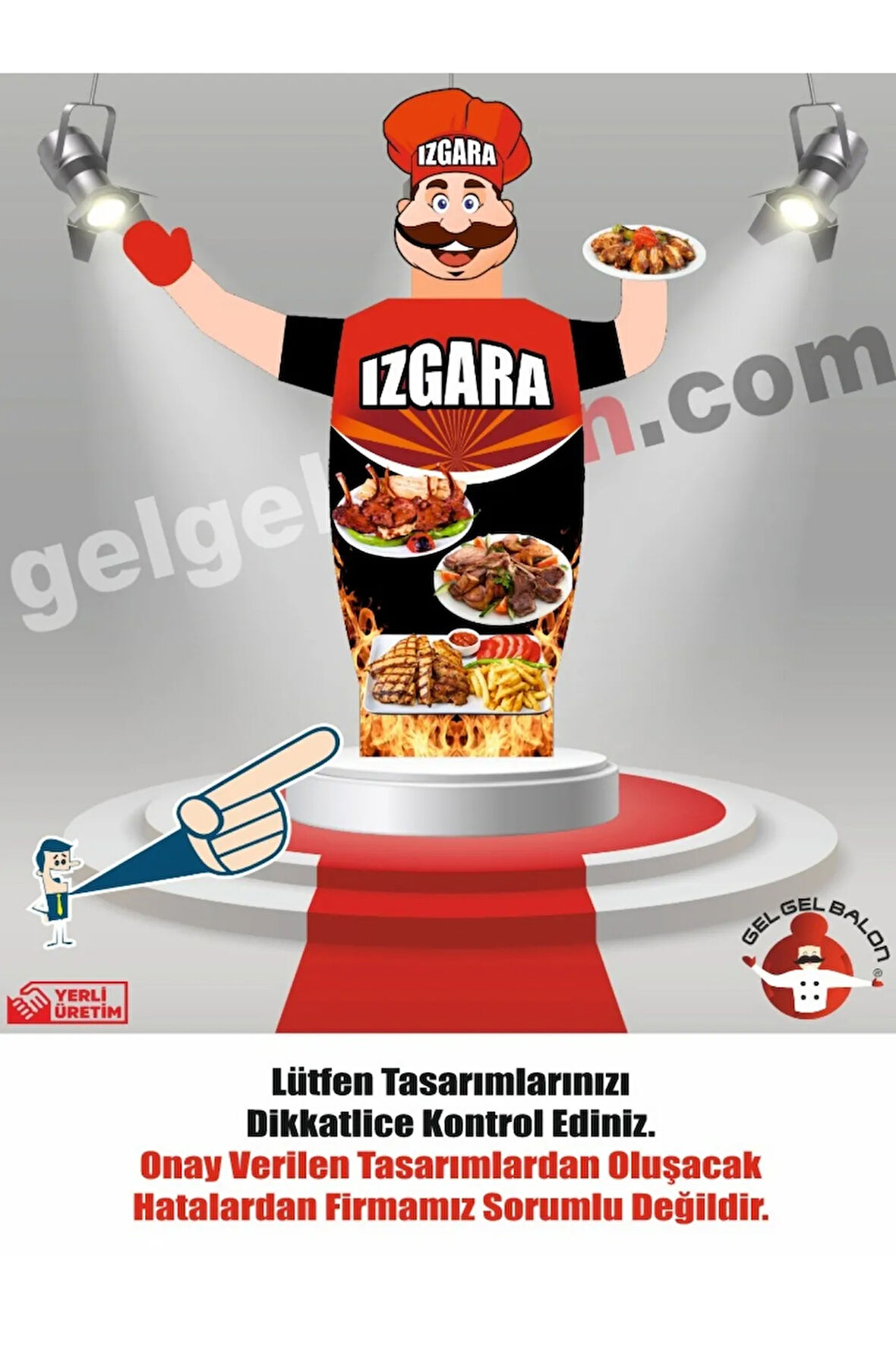 IZGARA MODEL 3 METRE BOYUNDA LED IŞIKLI MDF ALT TABLA SU GEÇİRMEZ PARAŞÜT KUMAŞ REKLAM BALONU