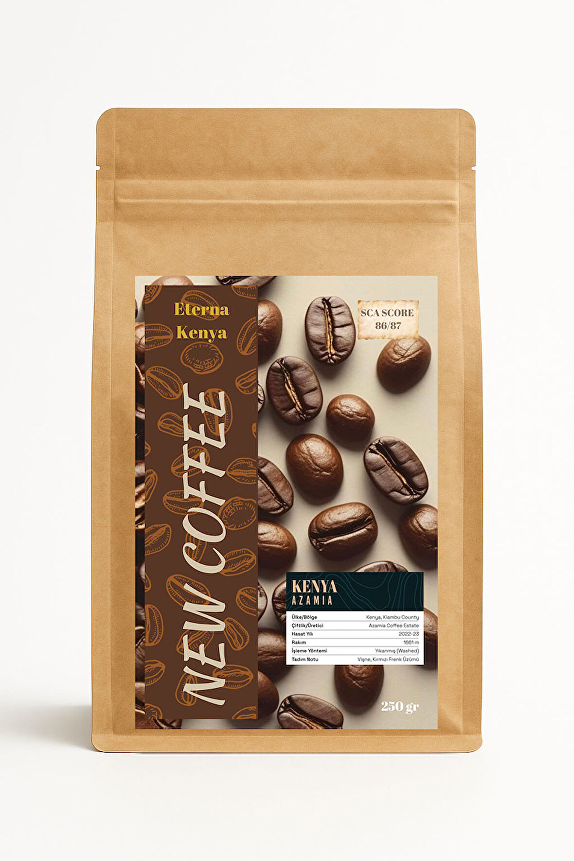 Eterna Kenya Azamia Kitisuru Mikrolot Filtre Kahve 250g – SL28 & SL34 | Yıkanmış İşleme | Kırmızı Meyve Notaları | SCA 86+ | V60 – Chemex – AeroPress Uyumlu