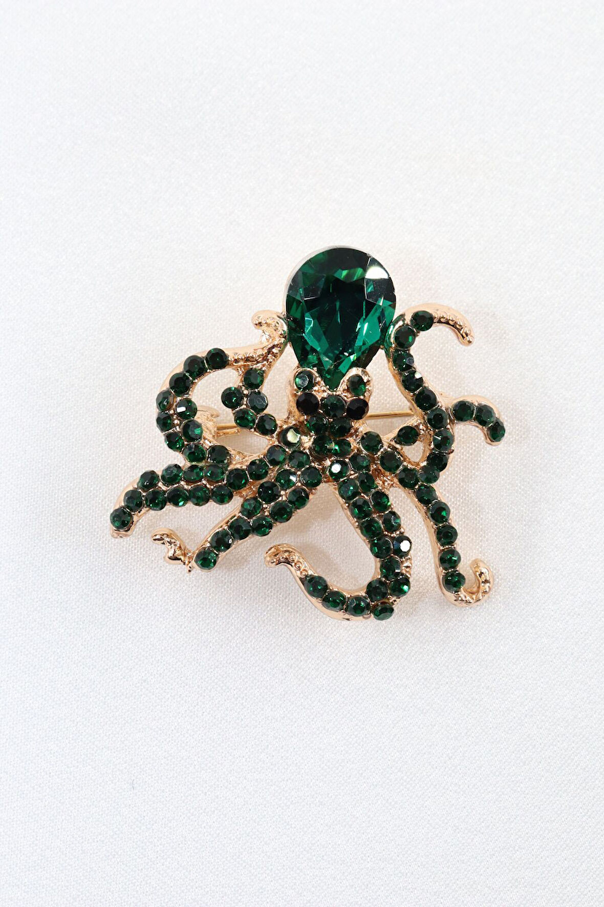 Taşlı Zümrüt Ahtapot Broş. Yaka Iğnesi Broş Taşlı Broş. Kadın Broş. Erkek Broş. Ahtapot Broş.