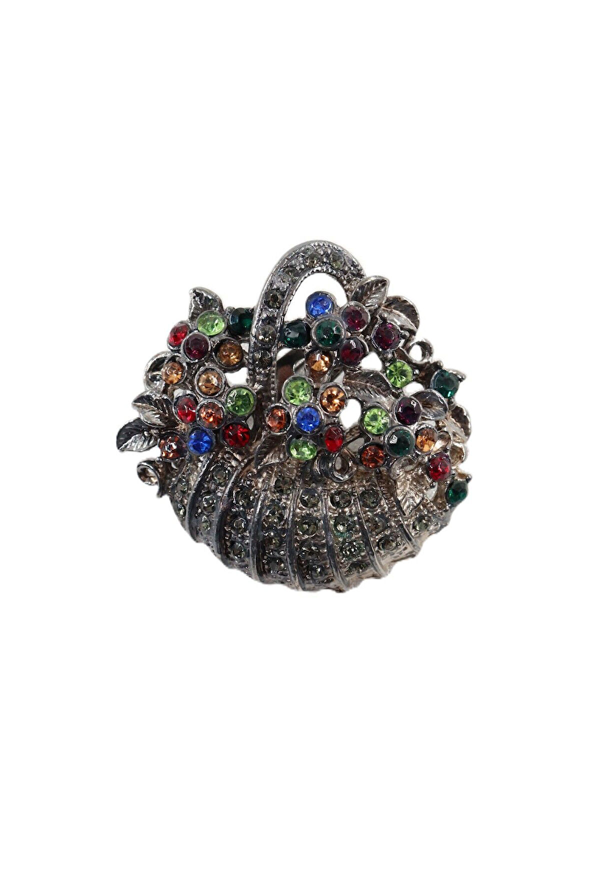 Kır çiçeği sepeti broş. Taşlı tasarım broş. Yaka iğnesi broş. Kadın broş. Broş. Kır çiçeği broş.