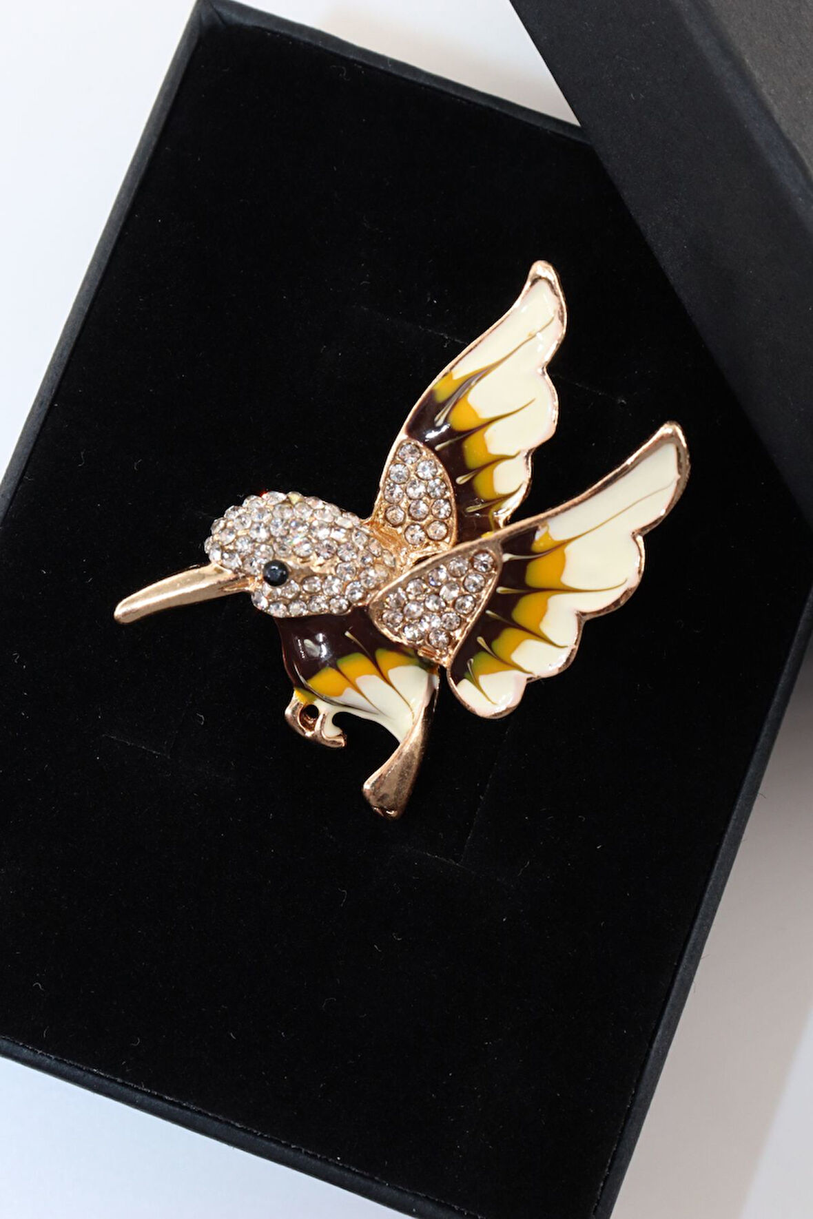 Zirkon taşlı minik serçe broş. Yaka iğnesi serçe broş. Kadın broş. Erkek broş. Broş. Serçe broş.