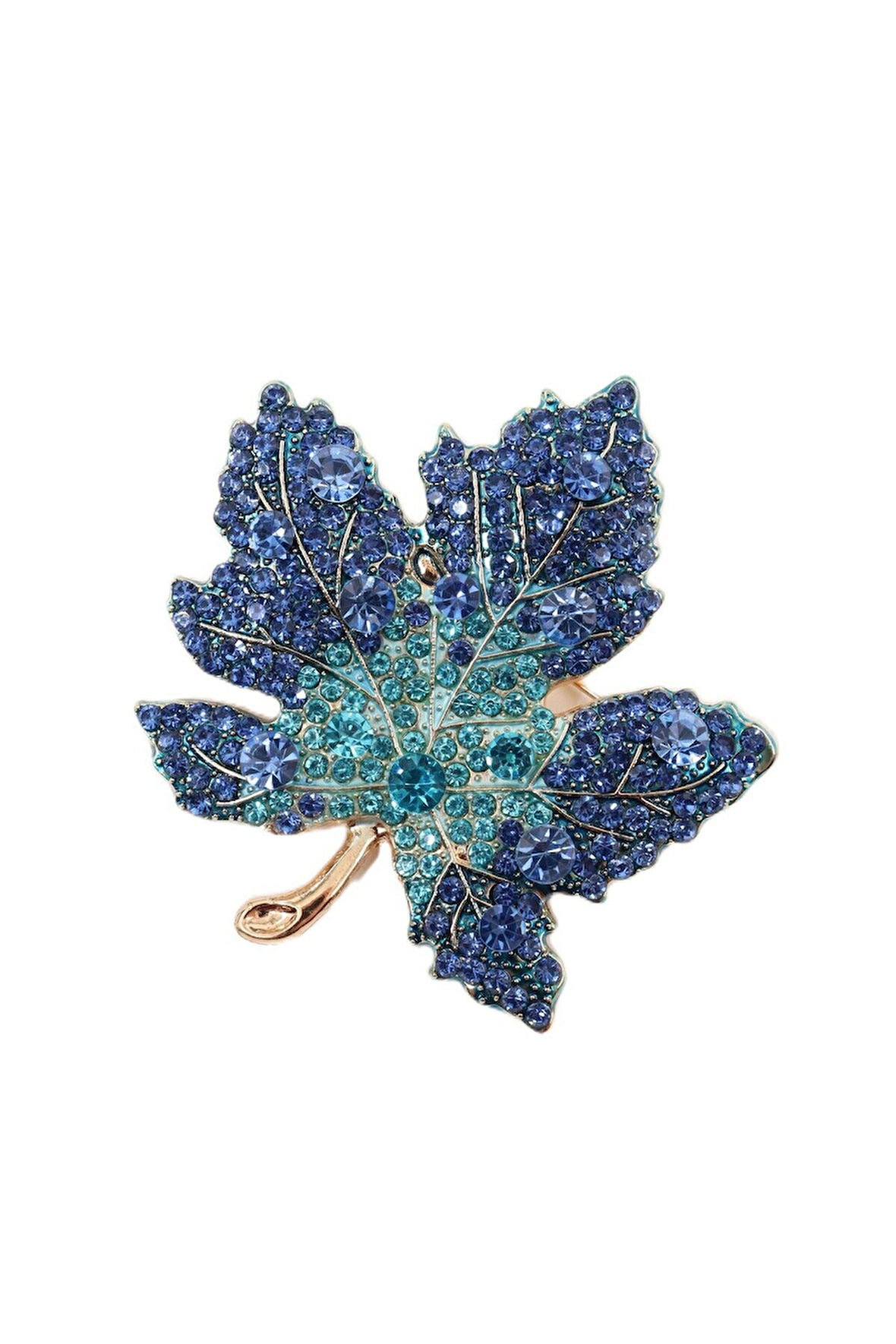 Zirkon taşlı akça ağaç yaprağı broş. Yaka iğnesi akça ağaç broş. Kadın broş. Akça ağaç yaprağı broş.