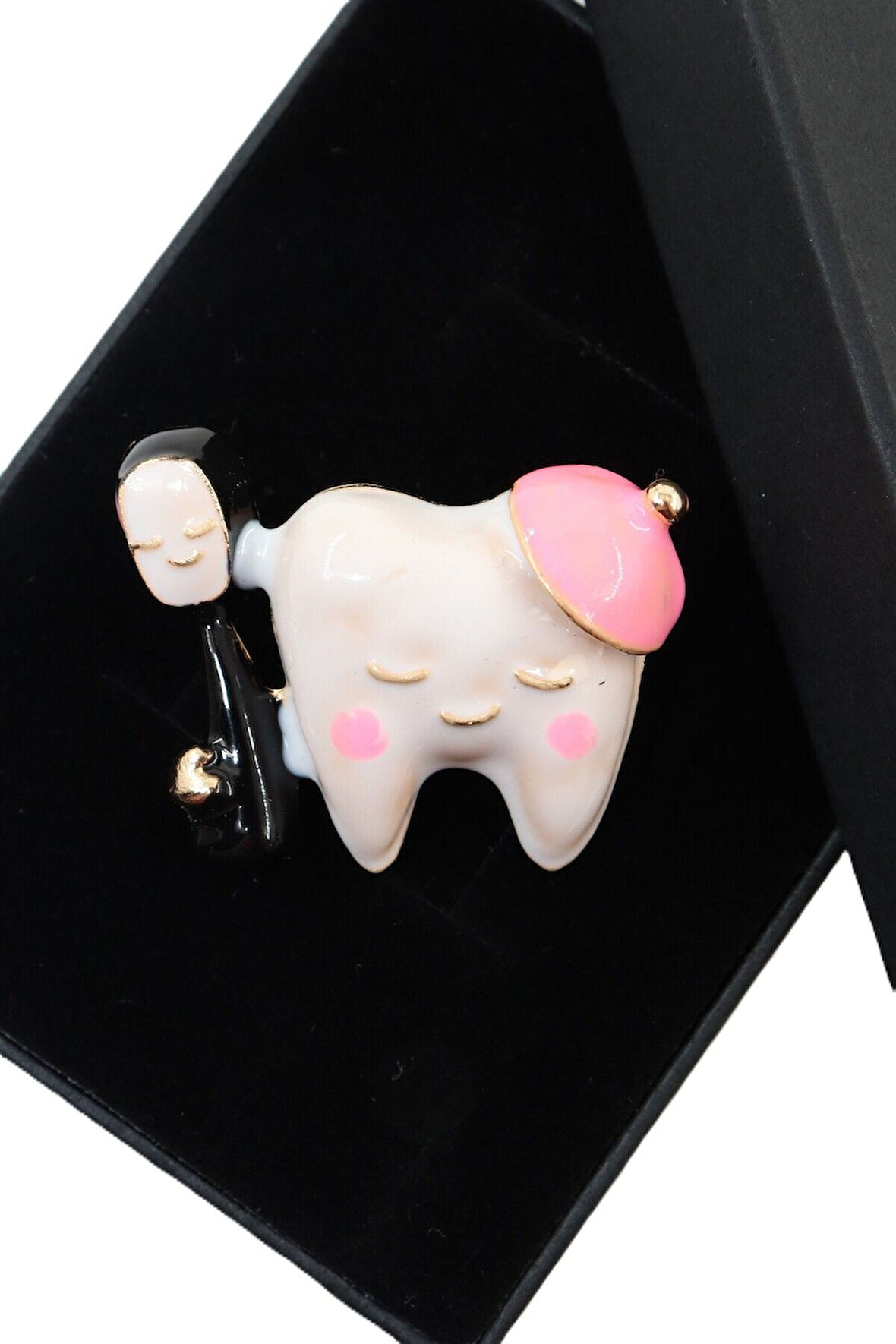 Fırçalı diş broş. Yaka iğnesi diş broş. Tasarım diş broş. Kadın broş. Erkek broş. Broş. Dişli broş.