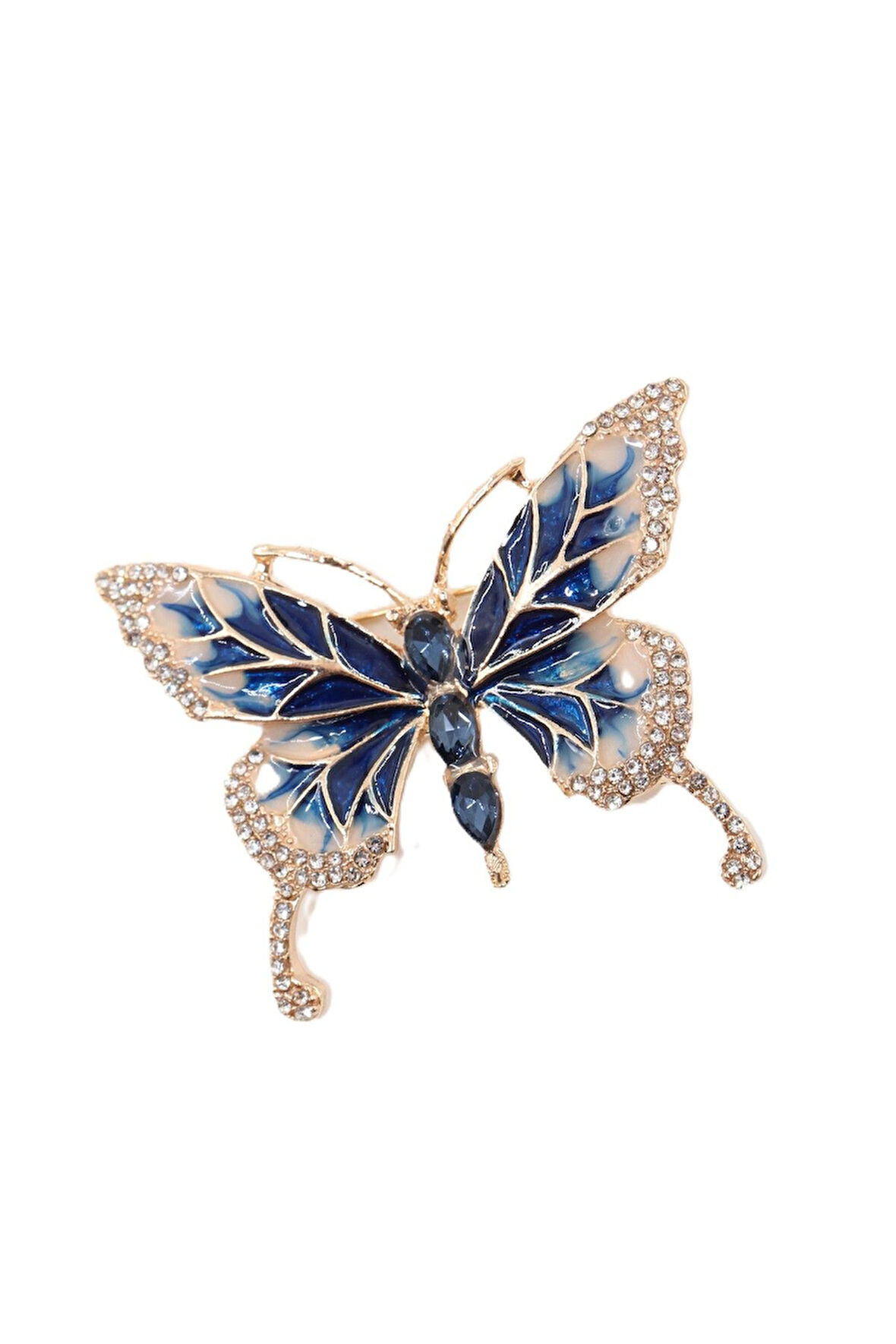 Taşlı mavi kelebek broş. Yaka iğnesi kelebek broş. Taşlı tasarım broş. Kadın broş. Kelebek broş