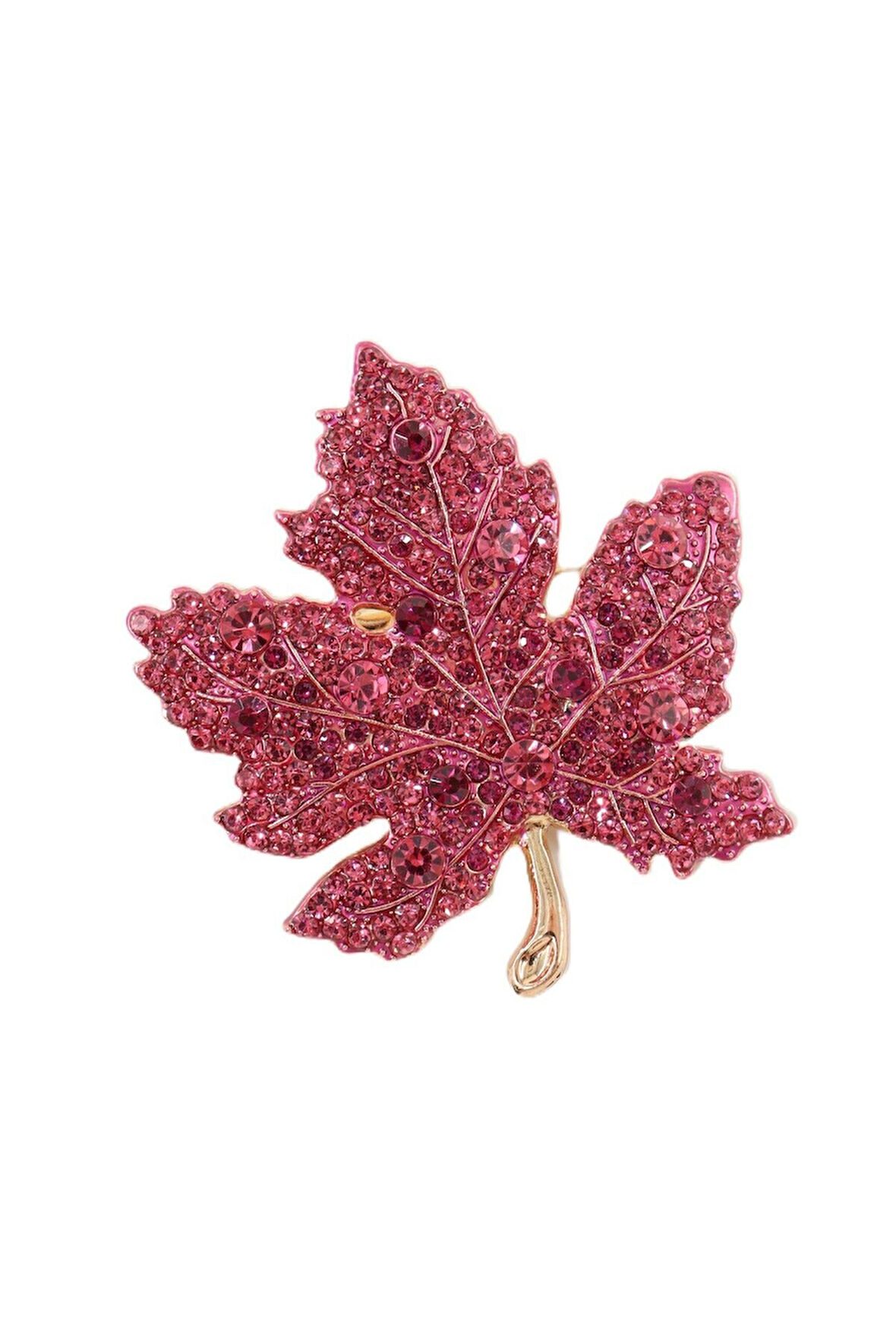 Zirkon taşlı akçaağaç yaprağı broş. Yaka iğnesi akçaağaç broş. Kadın broş. Akçaağaç yaprağı broş.