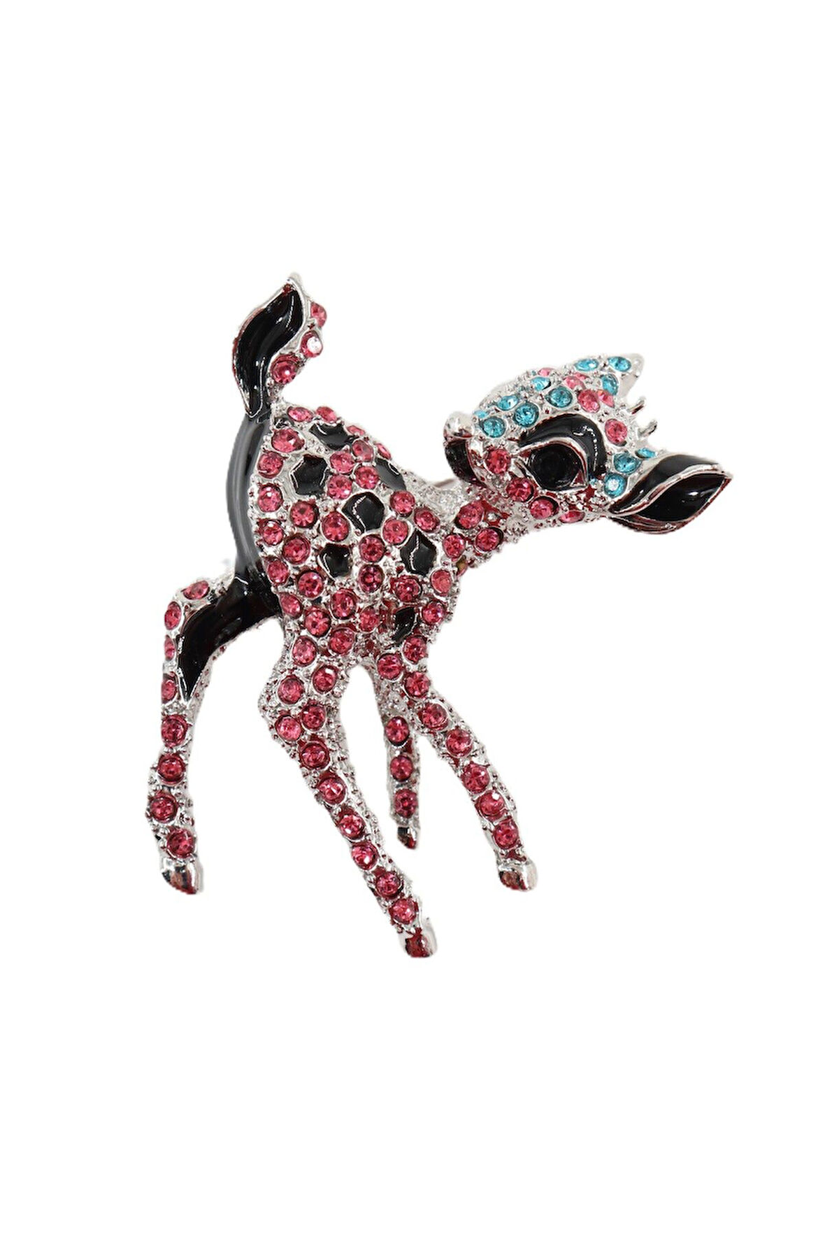 Yavru ceylan broş. Yaka iğnesi ceylan broş. Zirkon taşlı ceylan broş. Kadın broş. Ceylan broş broş.