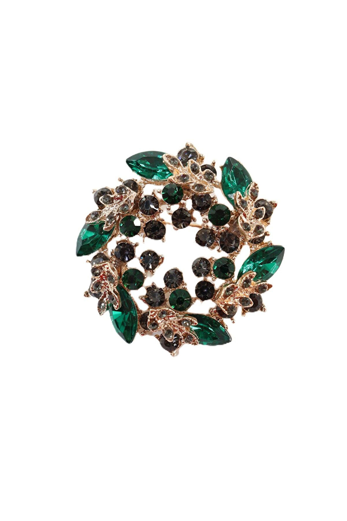 Zümrüt taşlı pırlanta broş. Yaka iğnesi pırlanta broş, Taşlı tasarım broş. Kadın broş. Pırlanta broş