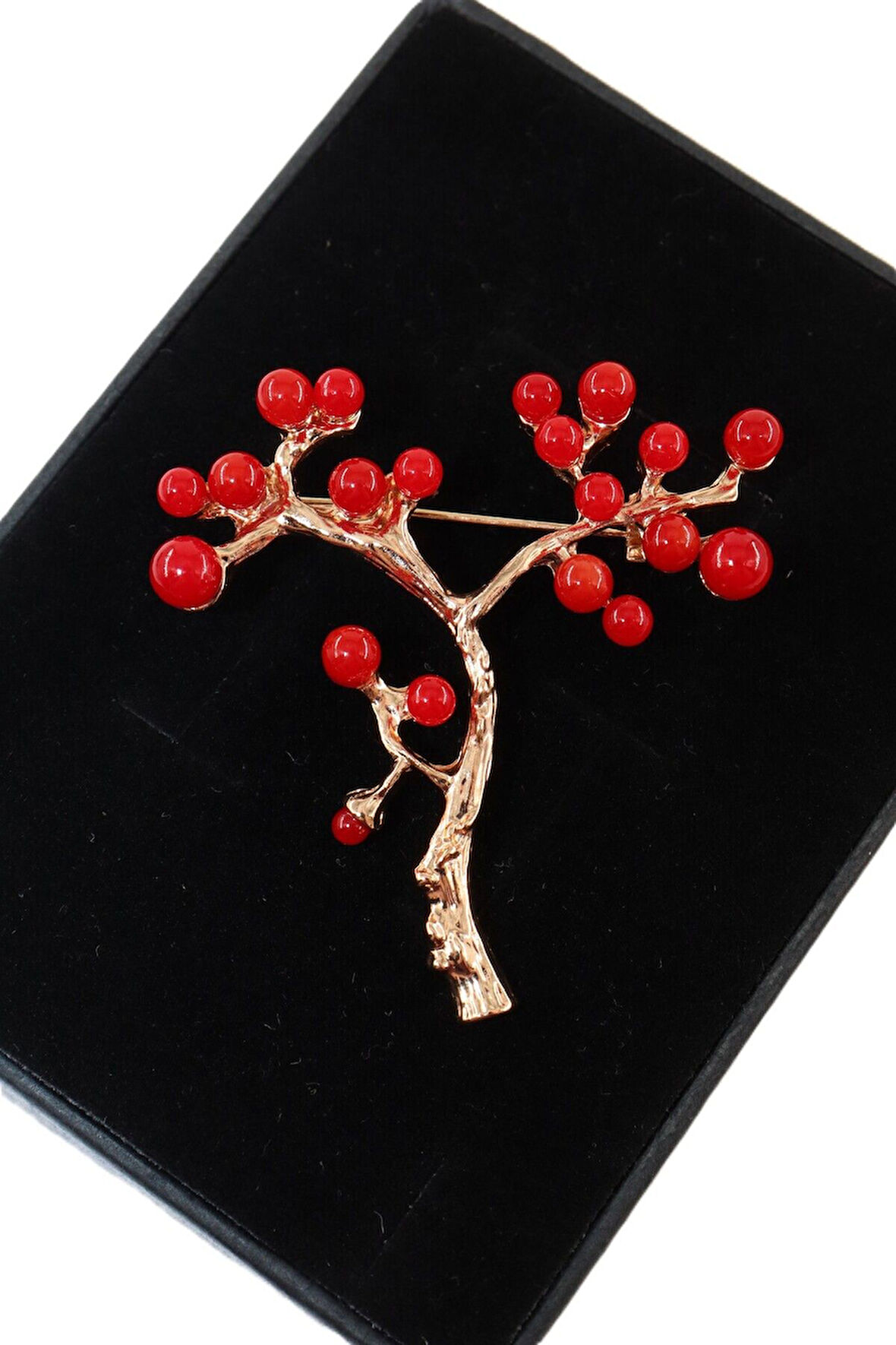 Kırmızı frenk üzümü broş. Yaka iğnesi frenk üzümü broş. Tasarım broş. Kadın broş. Frenk üzümü broş.