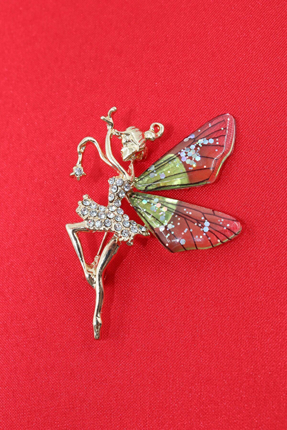 Peri Kızı Broş. Taşlı Tasarım Broş. Gold Renk Peri Kızı Broş. Yaka Iğnesi Broş. Kadın Broş. Broş.