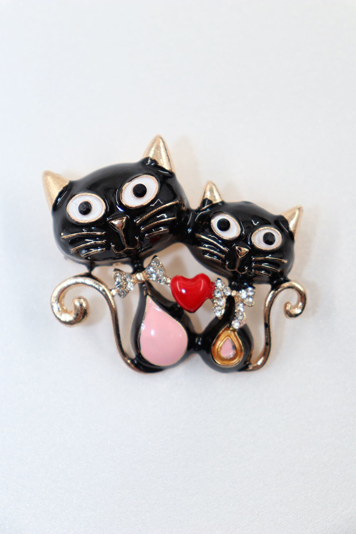 Kedi broş. Taşlı tasarım broş. Yaka iğnesi broş. Kadın broş. Broş. Erkek broş. Unisex.