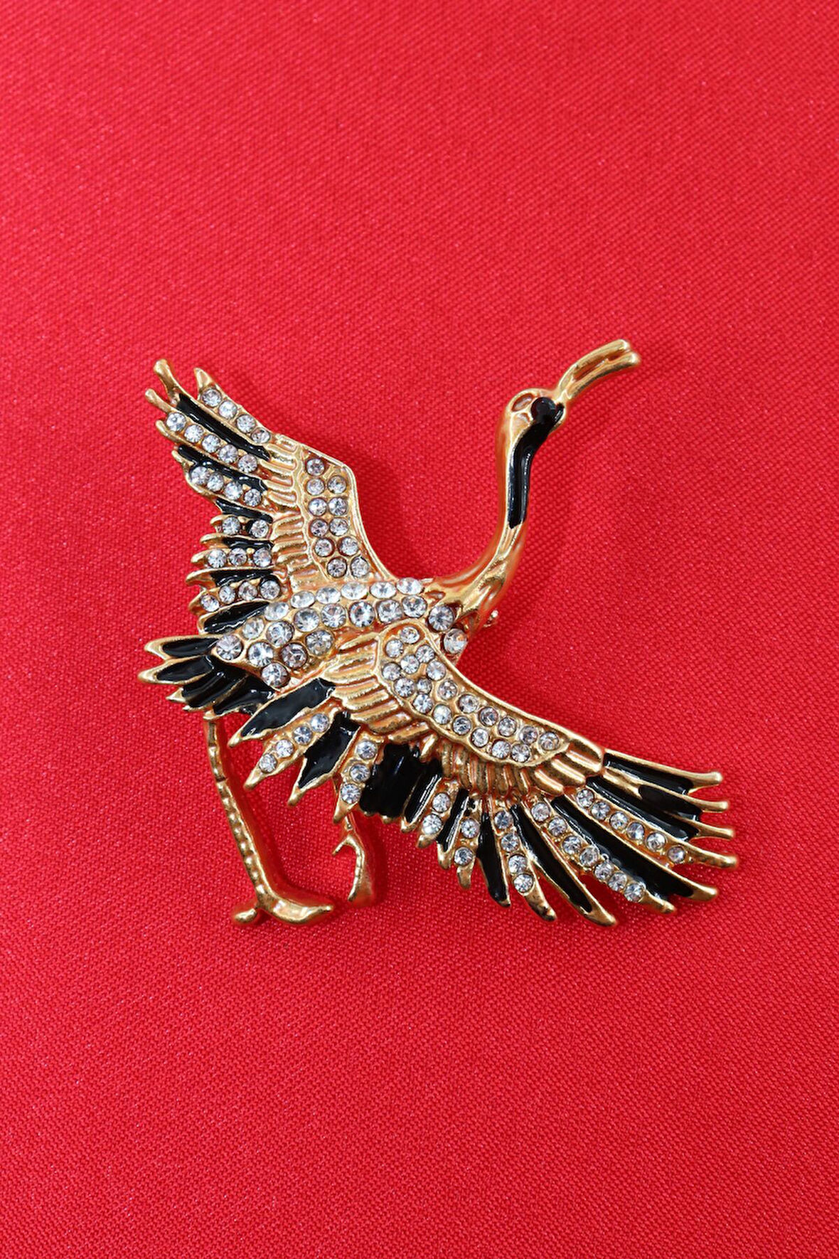 Turna broş. Taşlı tasarım broş. Yaka iğnesi broş. Kadın broş. Broş. Erkek broş. Unisex.