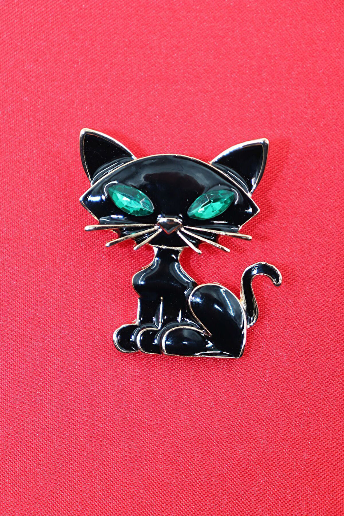 Kedi broş. Taşlı tasarım broş. Yaka iğnesi broş. Kadın broş. Broş. Erkek broş. Unisex
